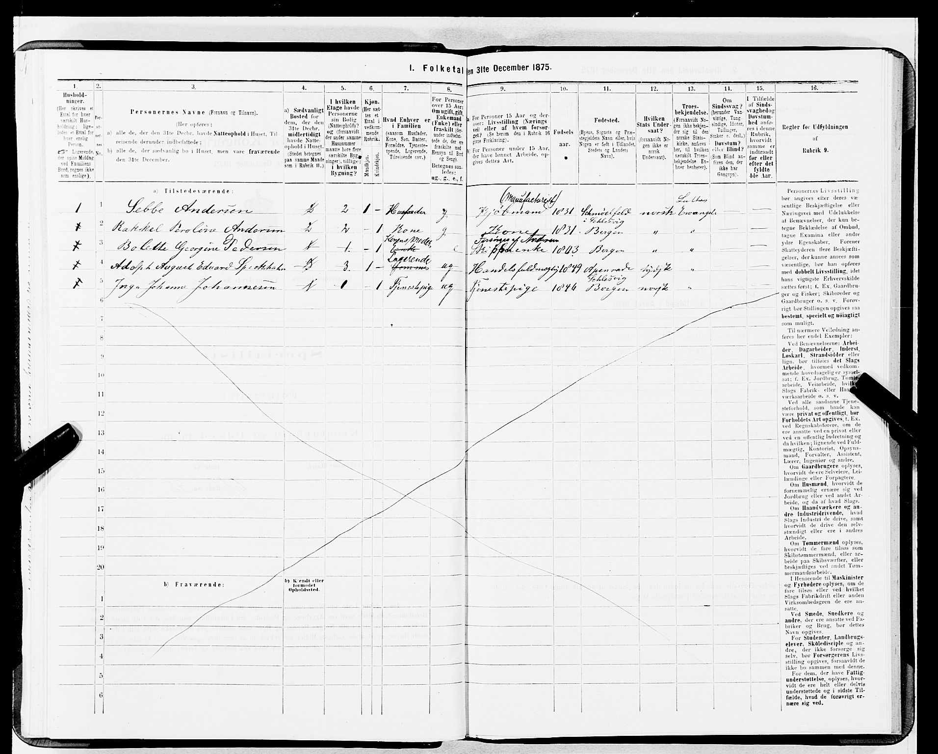 SAB, Folketelling 1875 for 1301 Bergen kjøpstad, 1875, s. 1233