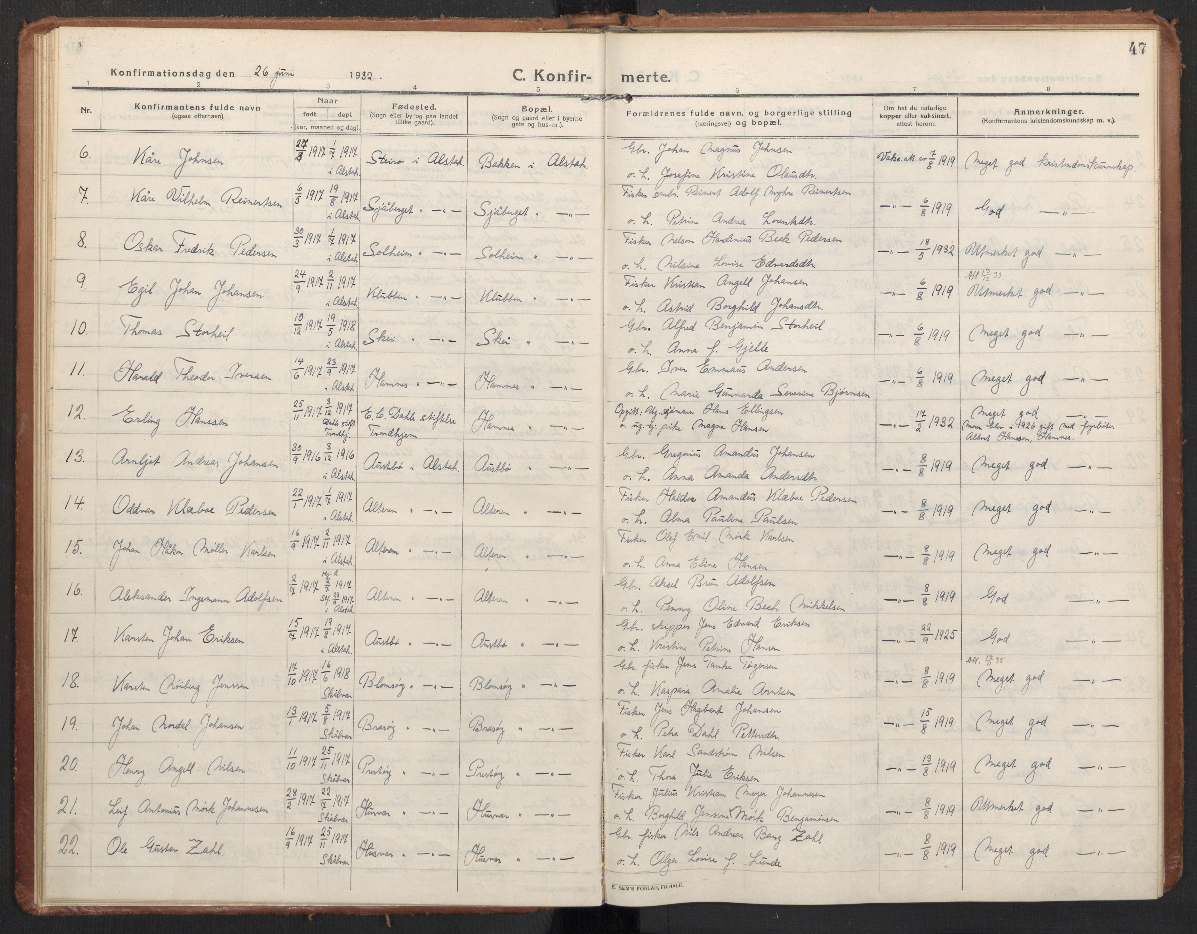 Ministerialprotokoller, klokkerbøker og fødselsregistre - Nordland, AV/SAT-A-1459/830/L0456: Ministerialbok nr. 830A20, 1914-1937, s. 47