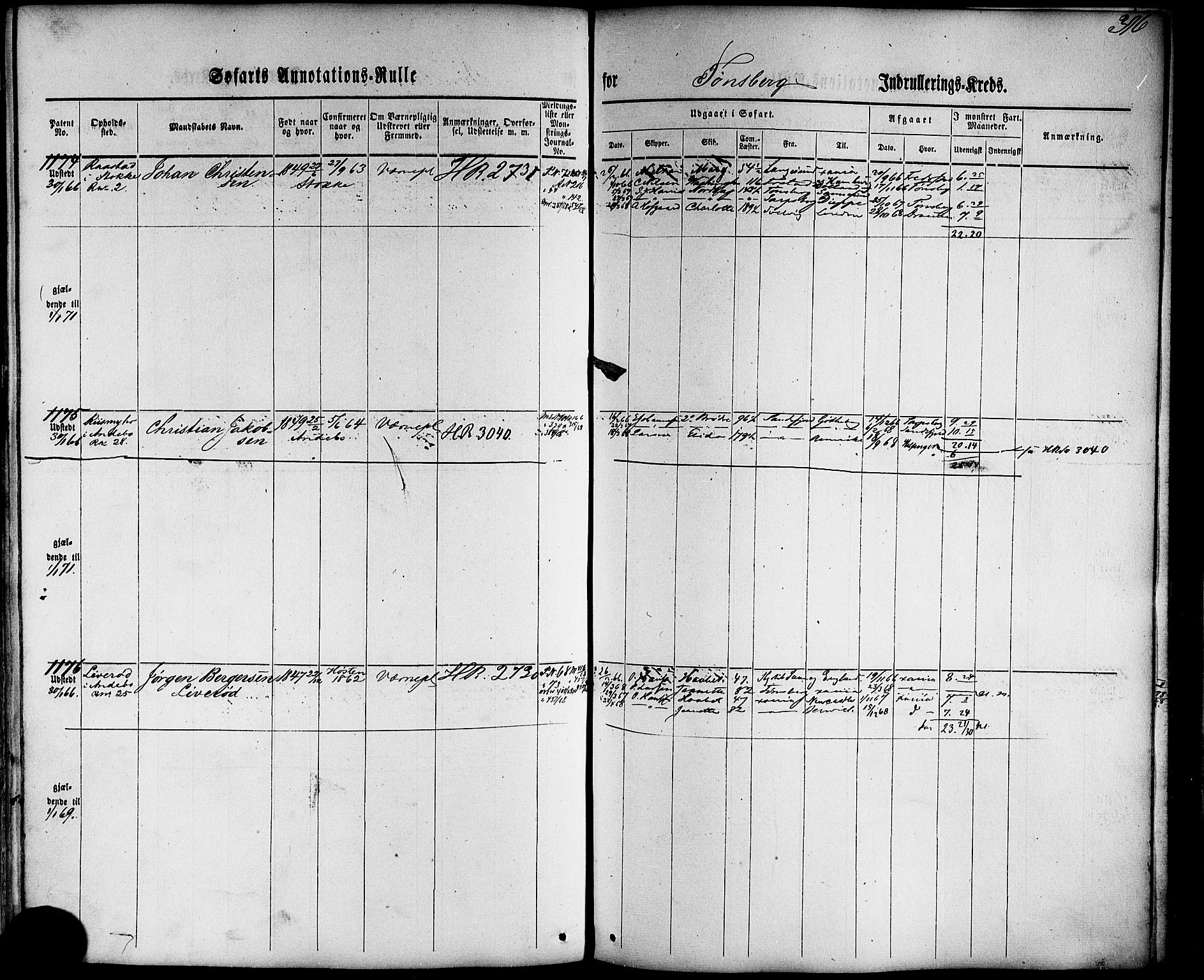 Tønsberg innrulleringskontor, AV/SAKO-A-786/F/Fb/L0001: Annotasjonsrulle Patent nr. 1-1724, 1860-1868, s. 415