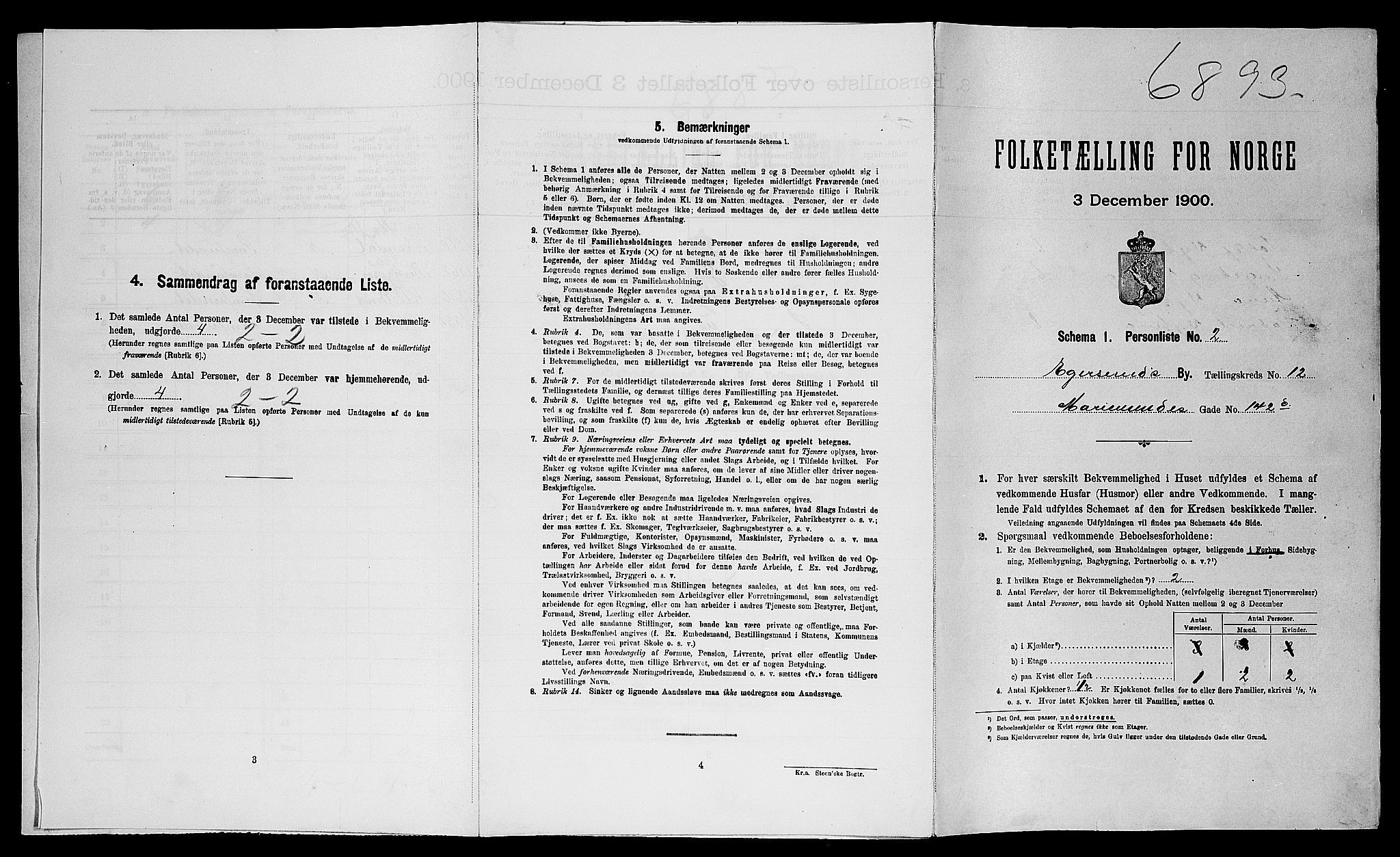 SAST, Folketelling 1900 for 1101 Egersund ladested, 1900, s. 1164
