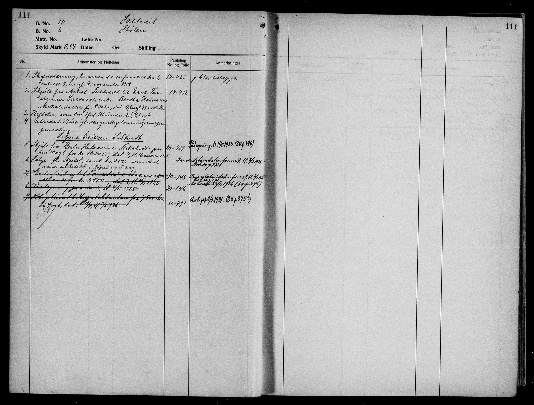 Karmsund sorenskriveri, AV/SAST-A-100311/01/II/IIA/L0018: Panteregister nr. II AC 18, 1911, s. 111