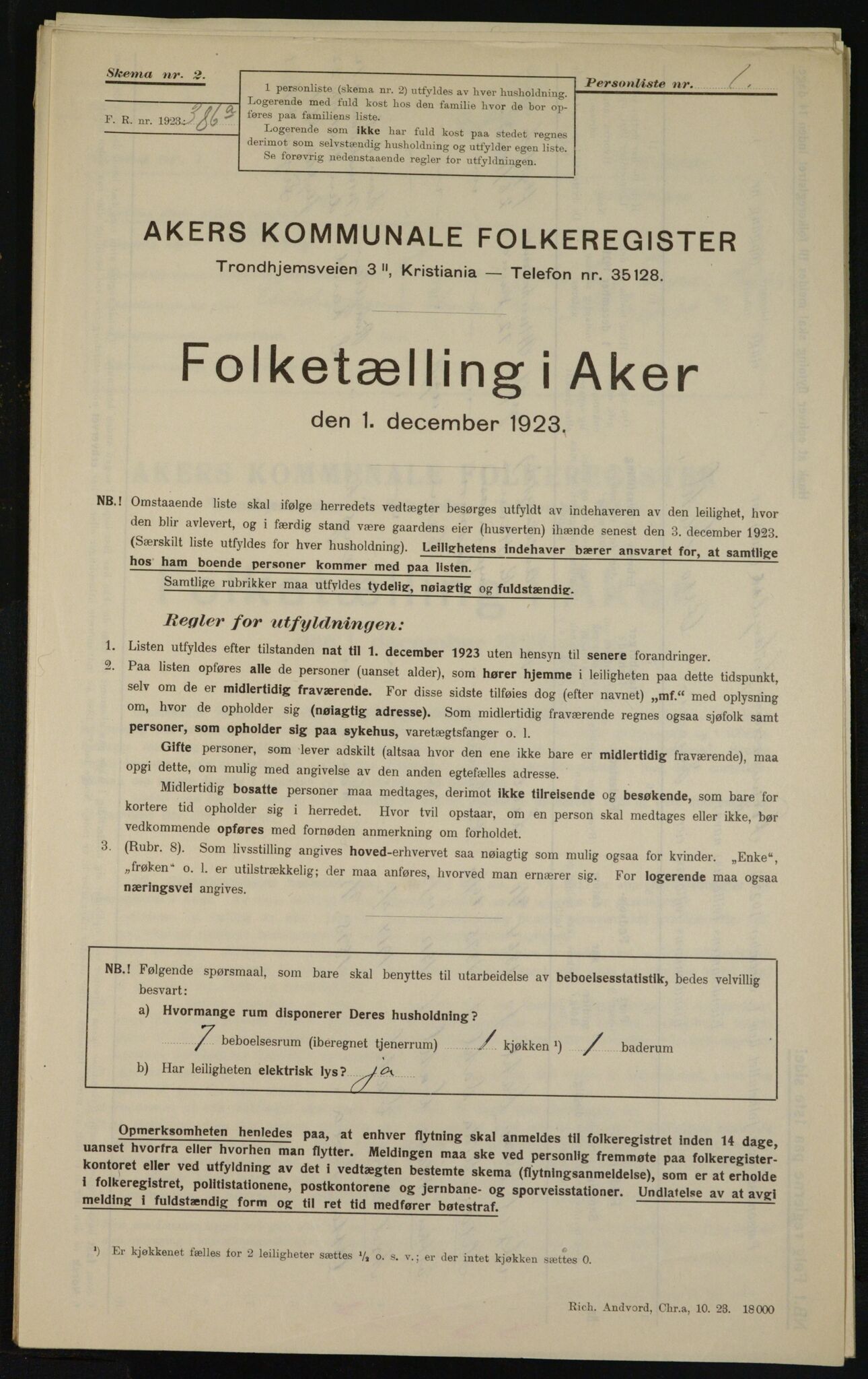 , Kommunal folketelling 1.12.1923 for Aker, 1923, s. 9662