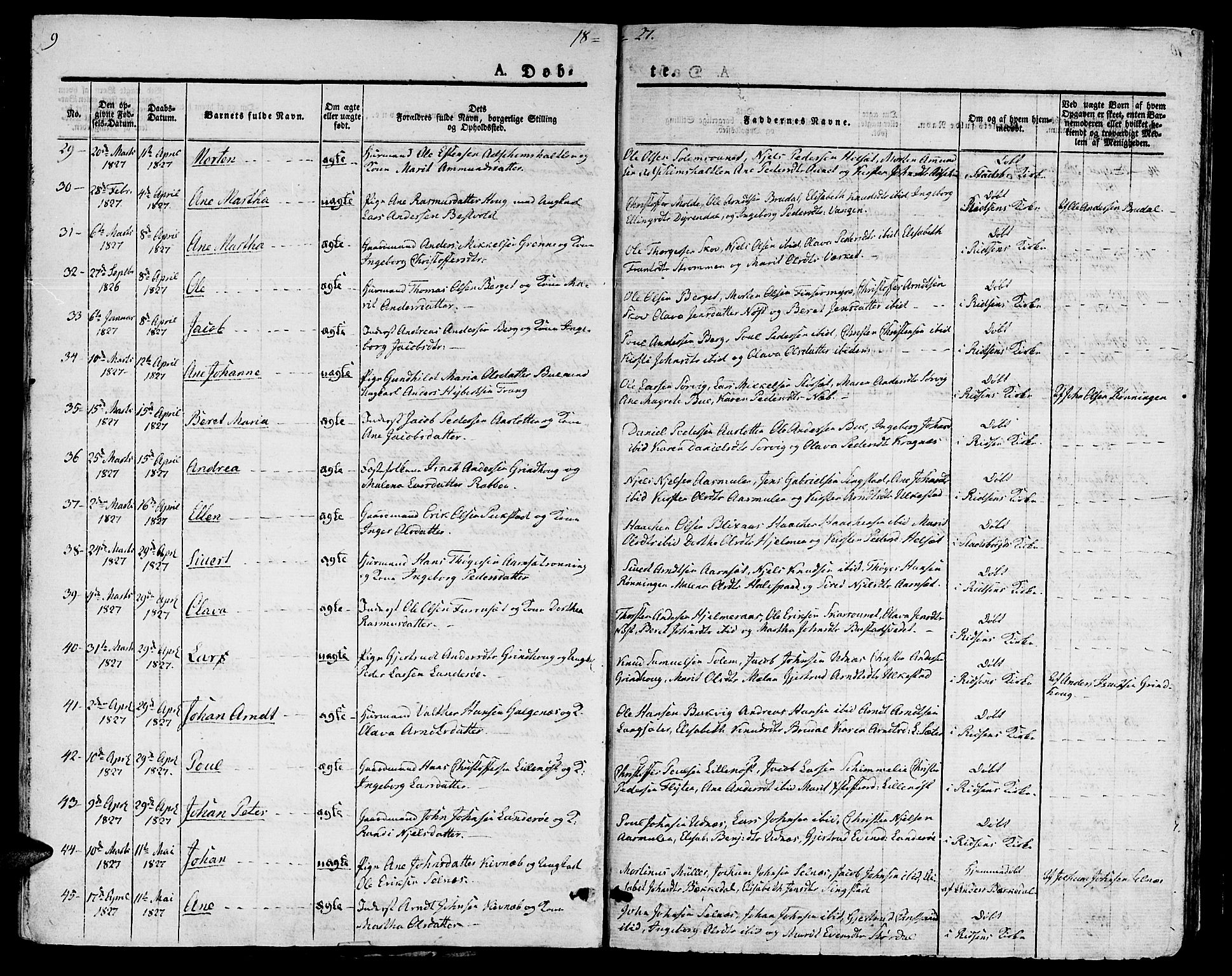 Ministerialprotokoller, klokkerbøker og fødselsregistre - Sør-Trøndelag, SAT/A-1456/646/L0609: Ministerialbok nr. 646A07, 1826-1838, s. 9