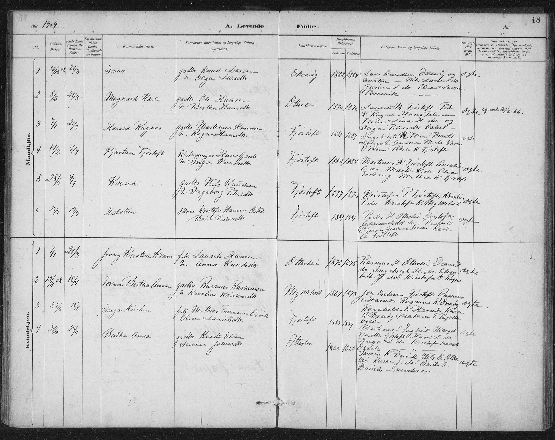 Ministerialprotokoller, klokkerbøker og fødselsregistre - Møre og Romsdal, AV/SAT-A-1454/538/L0522: Ministerialbok nr. 538A01, 1884-1913, s. 48