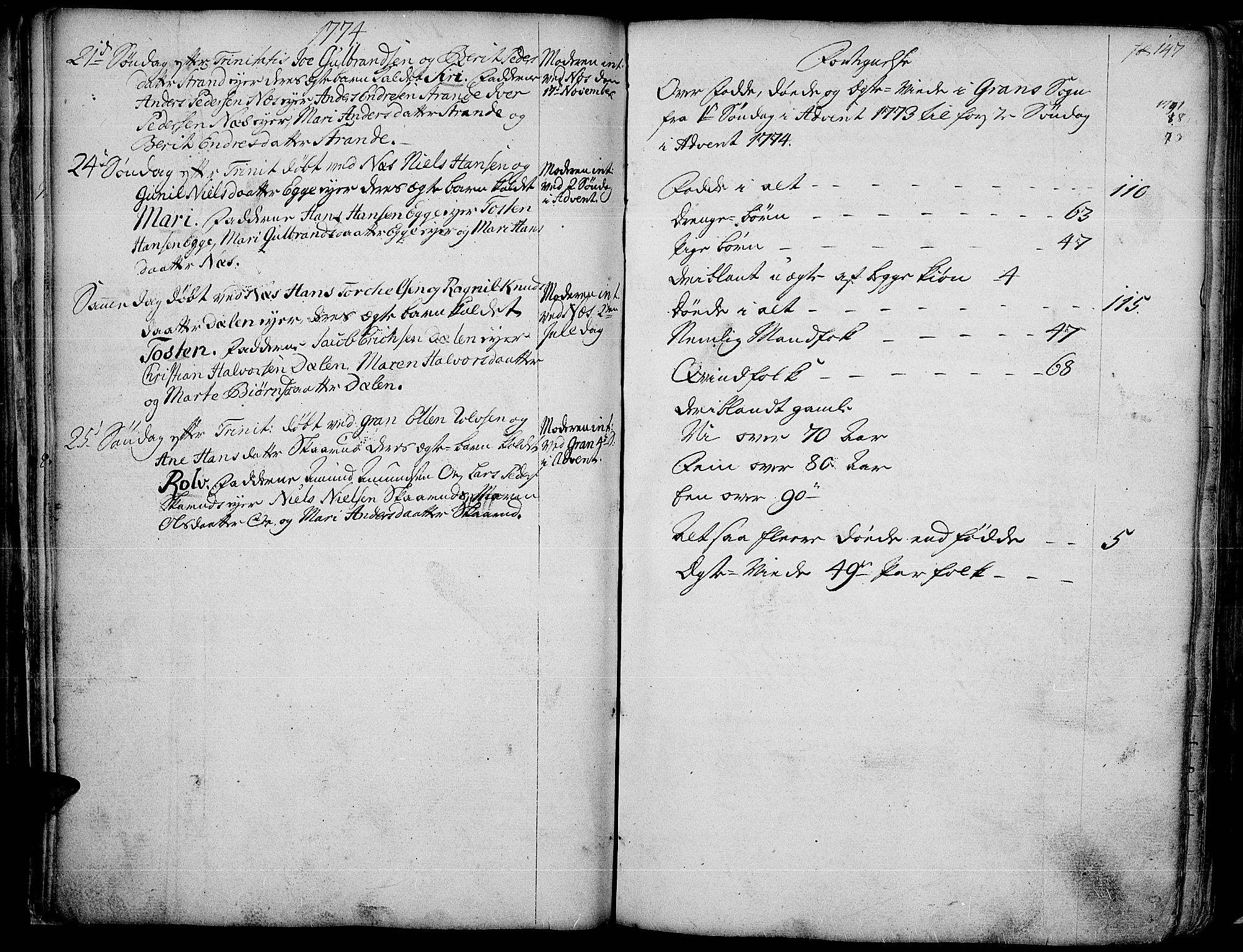 Gran prestekontor, AV/SAH-PREST-112/H/Ha/Haa/L0004: Ministerialbok nr. 4, 1759-1775, s. 147