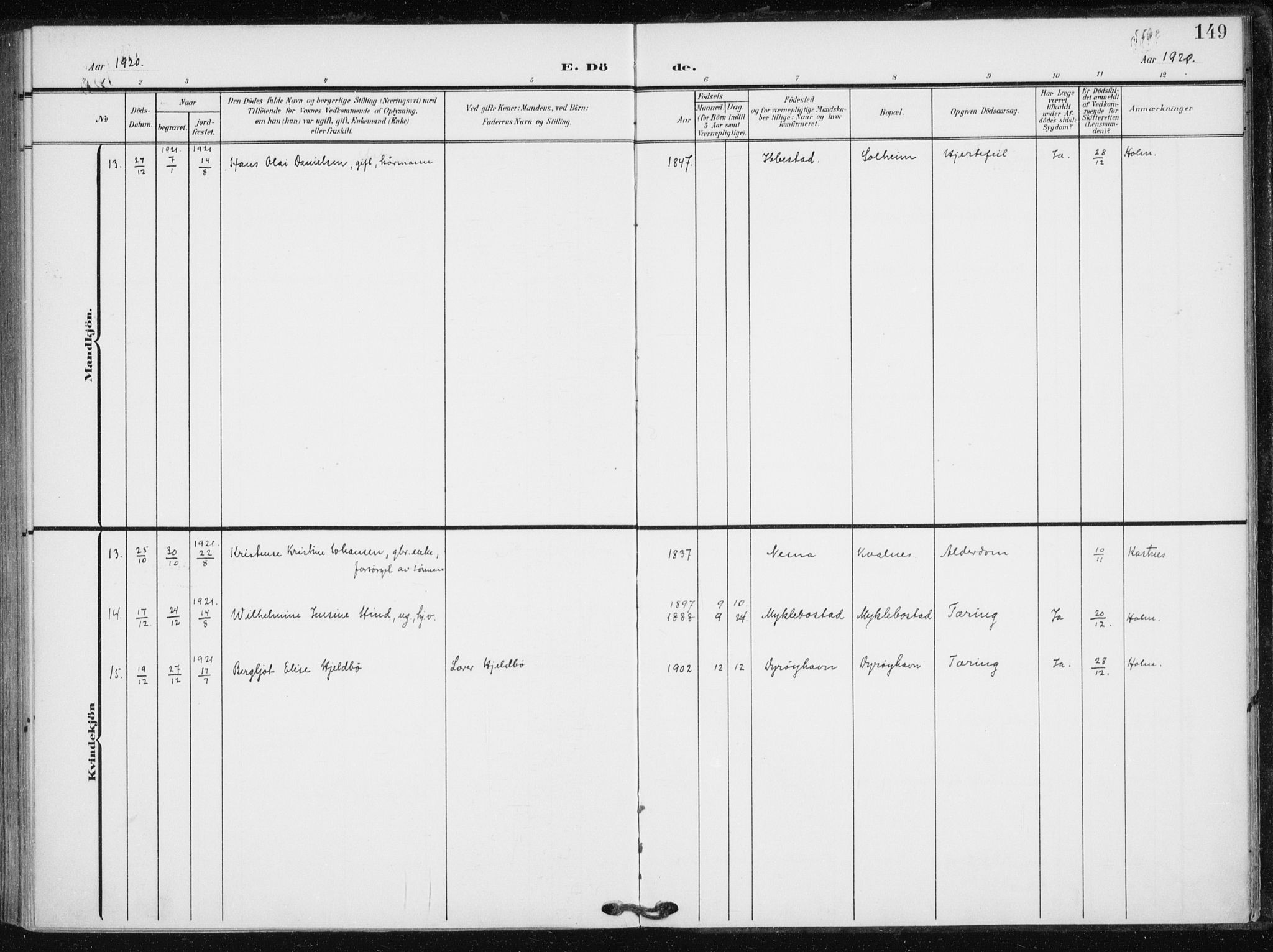 Tranøy sokneprestkontor, SATØ/S-1313/I/Ia/Iaa/L0013kirke: Ministerialbok nr. 13, 1905-1922, s. 149