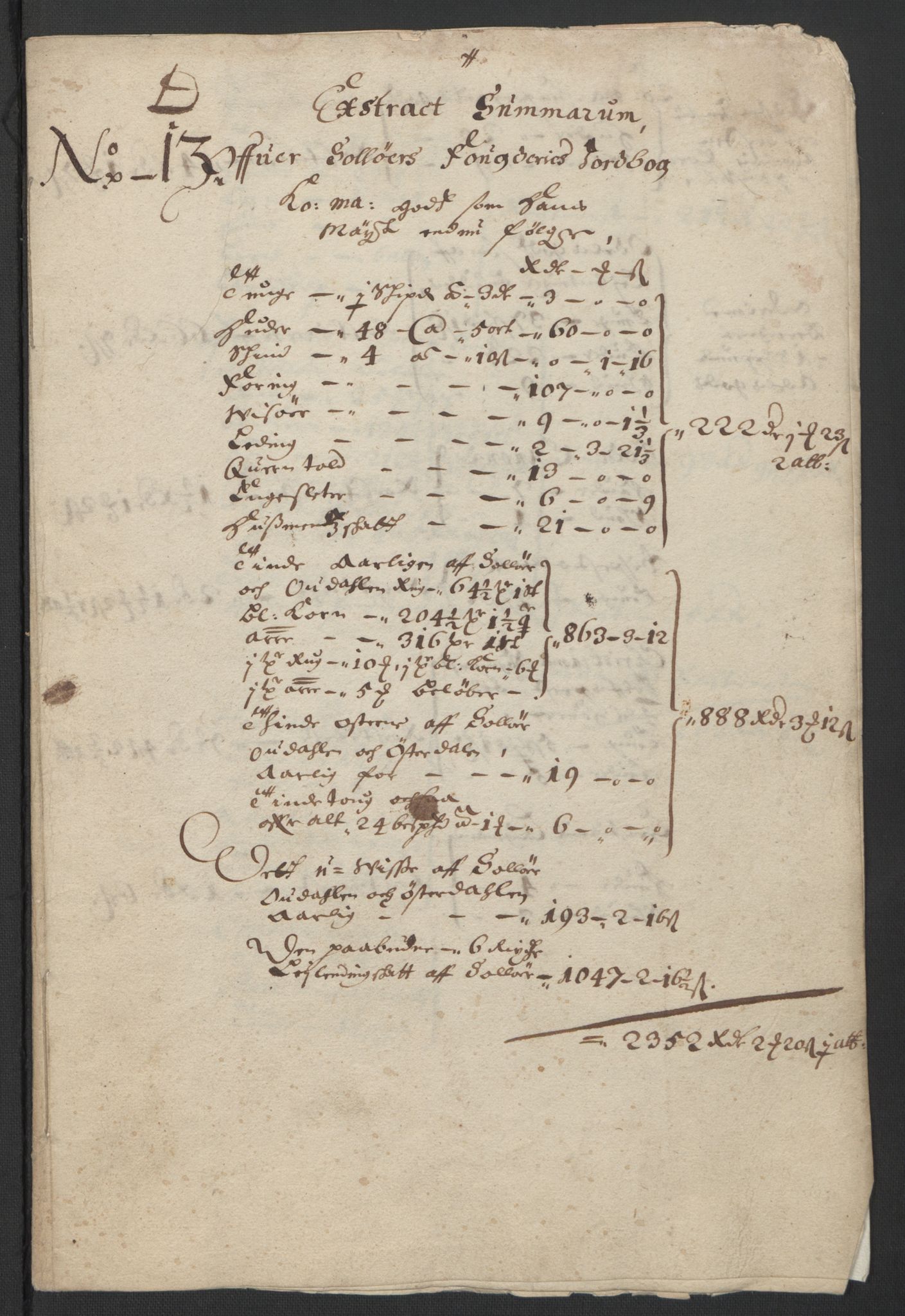 Rentekammeret inntil 1814, Realistisk ordnet avdeling, RA/EA-4070/L/L0010/0003: Oppland lagdømme: / Ekstrakt over Solør fogderis jordebok, 1661