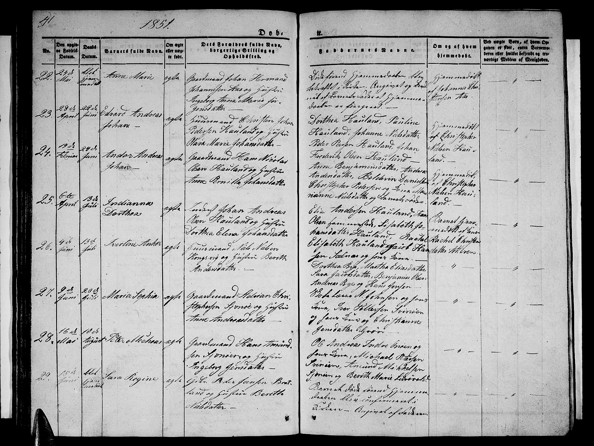 Ministerialprotokoller, klokkerbøker og fødselsregistre - Nordland, AV/SAT-A-1459/839/L0572: Klokkerbok nr. 839C02, 1841-1873, s. 41