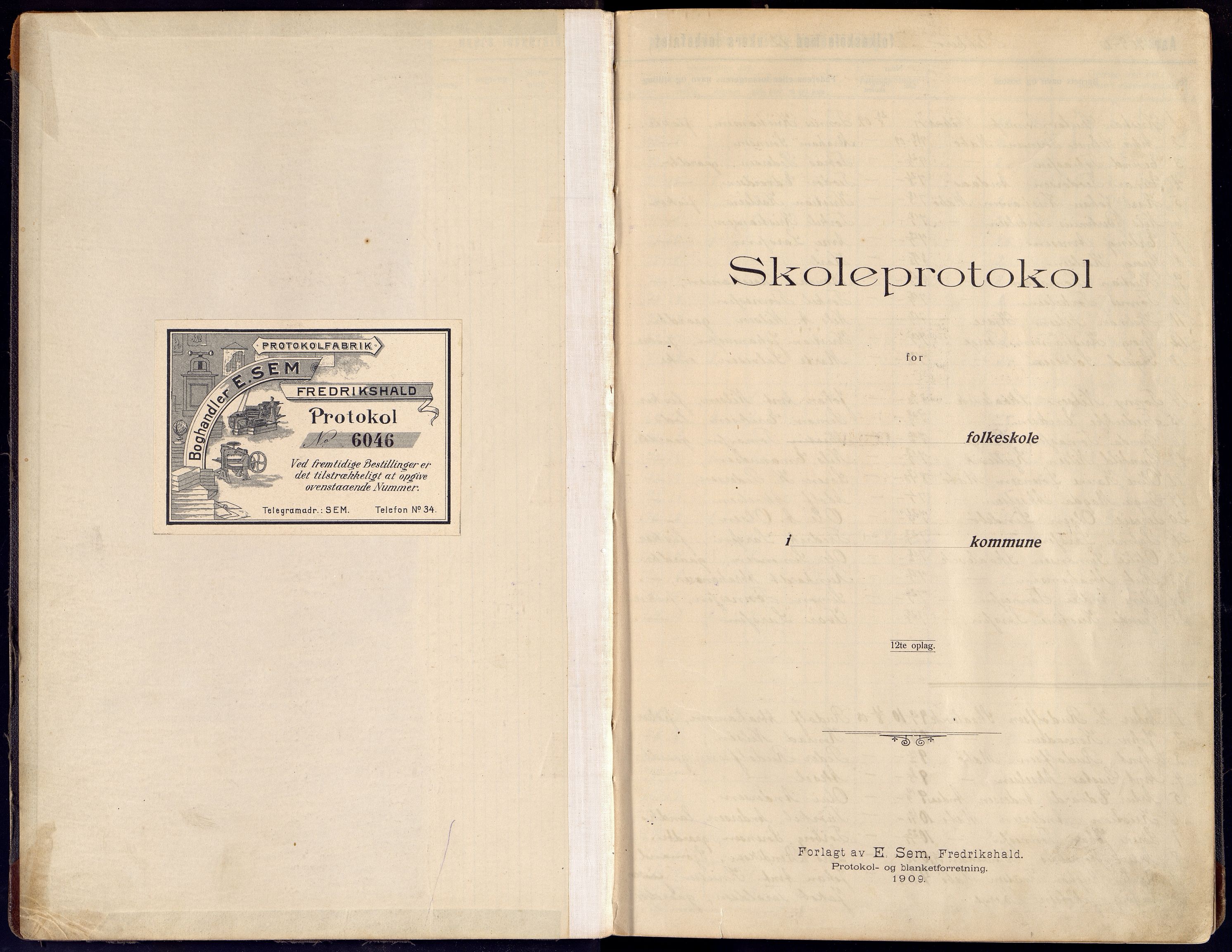 Oddernes kommune - Ytre Flekkerøy/Flekkerøy skolekrets, ARKSOR/1001OD553/H/L0007: Skoleprotokoll - Flekkerøy skolekrets, 1909-1918