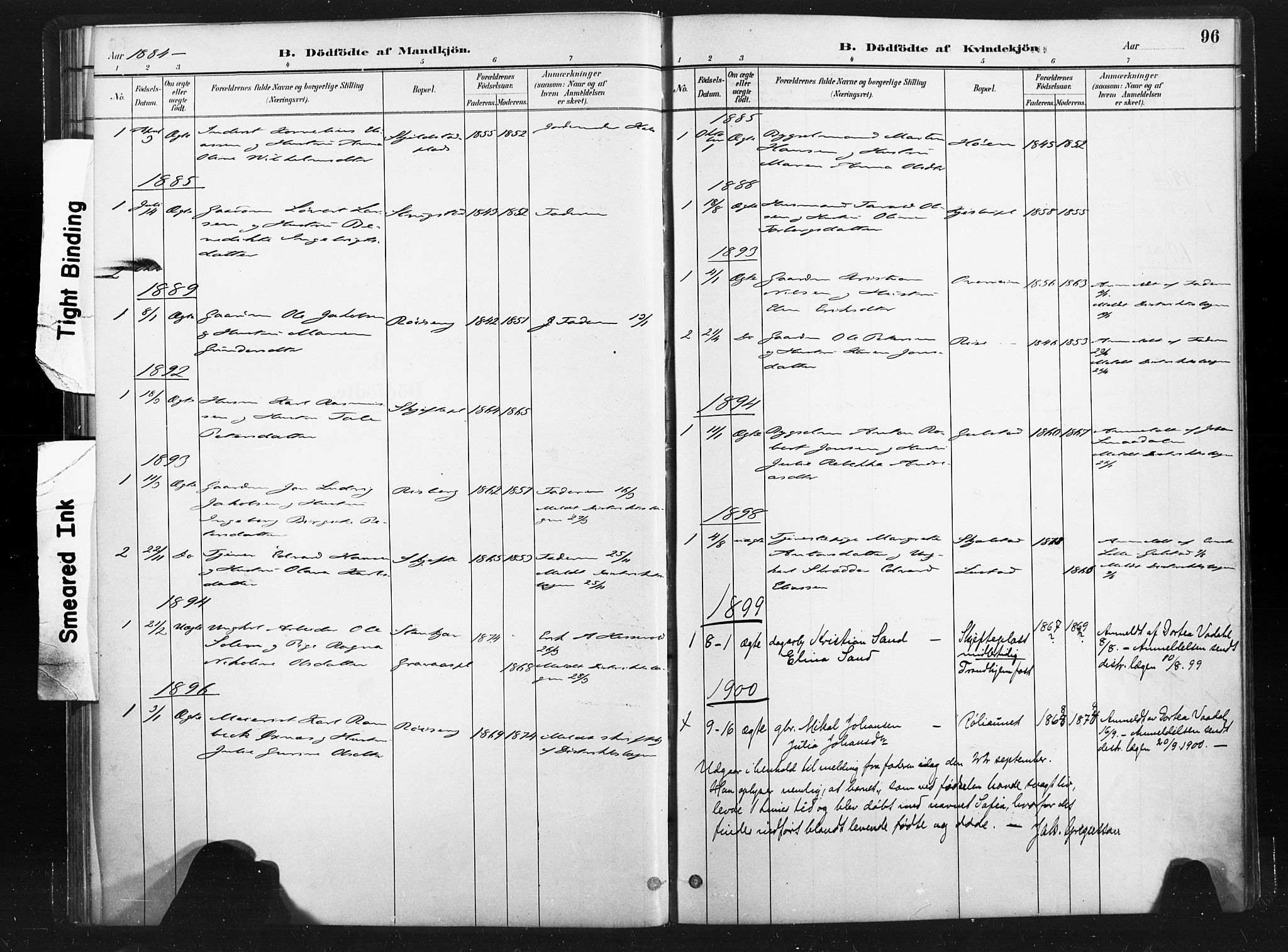 Ministerialprotokoller, klokkerbøker og fødselsregistre - Nord-Trøndelag, SAT/A-1458/736/L0361: Ministerialbok nr. 736A01, 1884-1906, s. 96