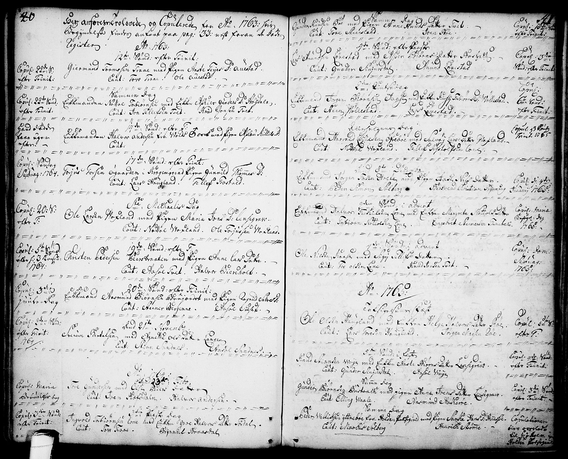 Drangedal kirkebøker, AV/SAKO-A-258/F/Fa/L0001: Ministerialbok nr. 1, 1697-1767, s. 40-41