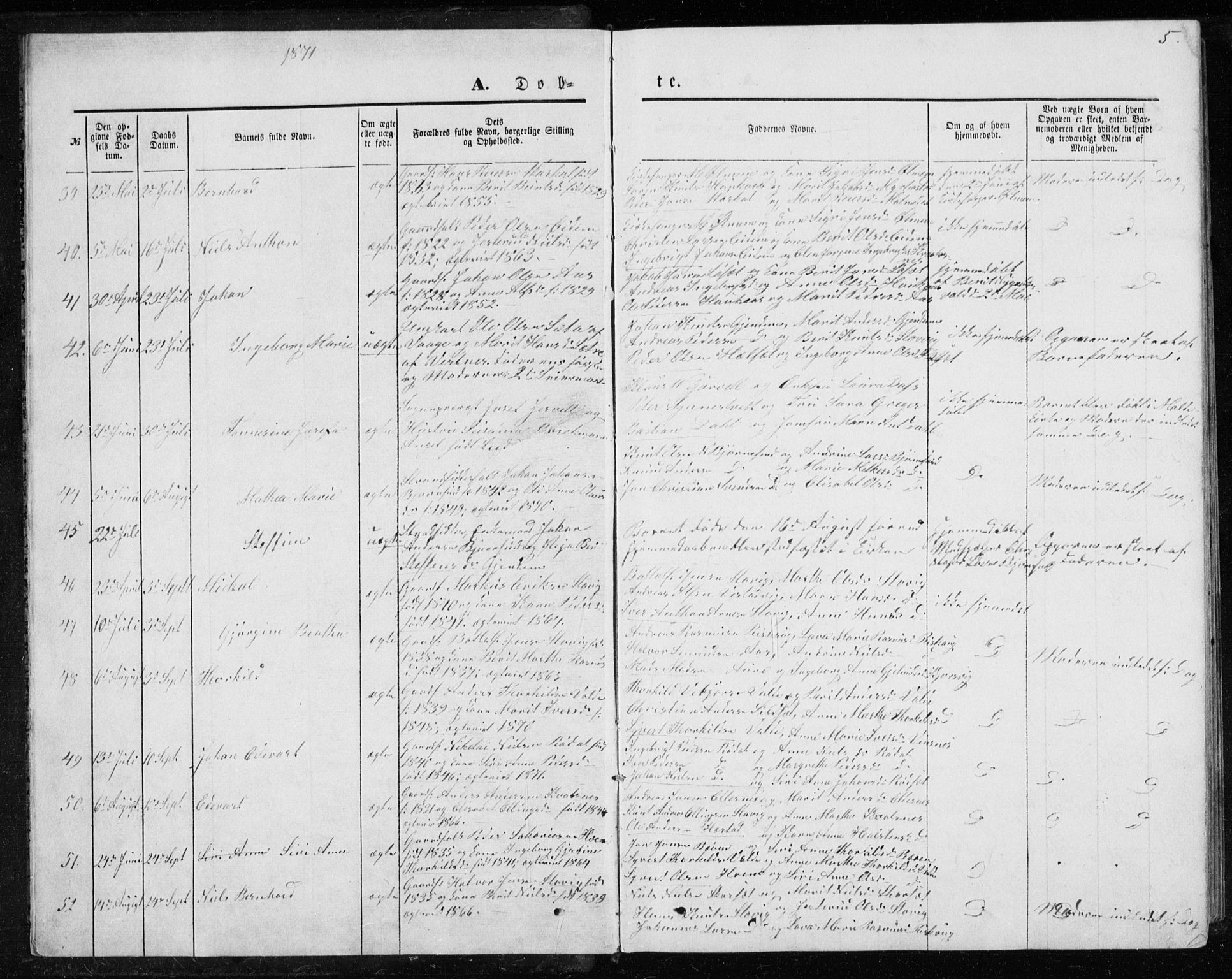 Ministerialprotokoller, klokkerbøker og fødselsregistre - Møre og Romsdal, AV/SAT-A-1454/565/L0754: Klokkerbok nr. 565C03, 1870-1896, s. 5