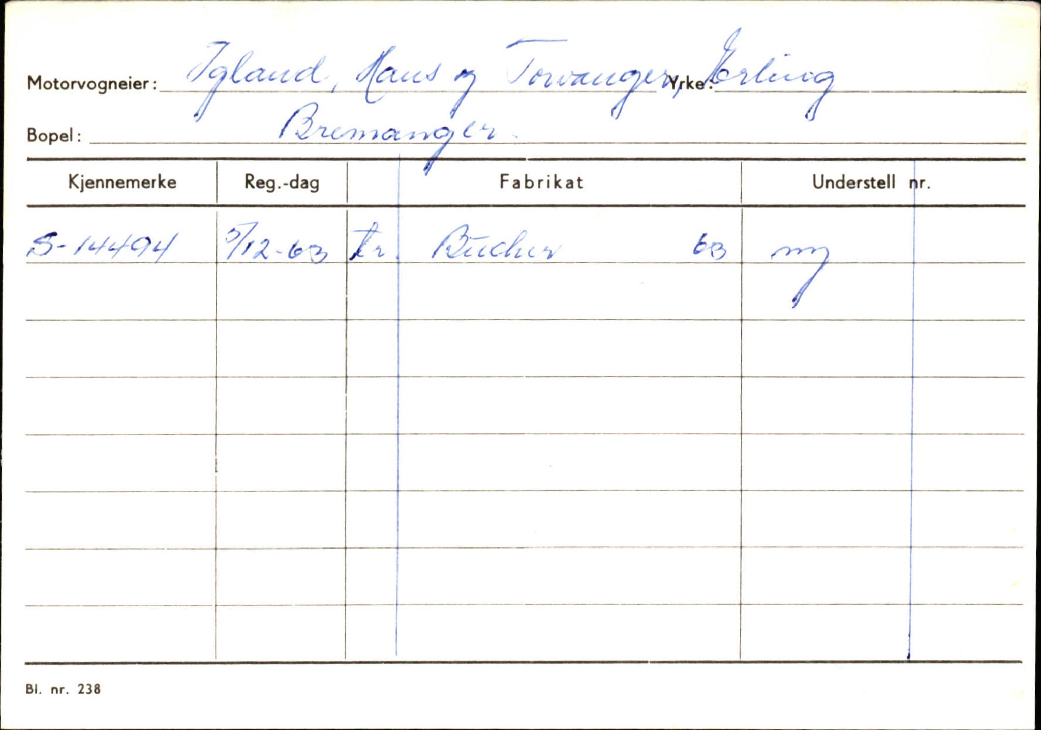 Statens vegvesen, Sogn og Fjordane vegkontor, AV/SAB-A-5301/4/F/L0133: Eigarregister Bremanger A-Å. Gaular A-H, 1945-1975, s. 921