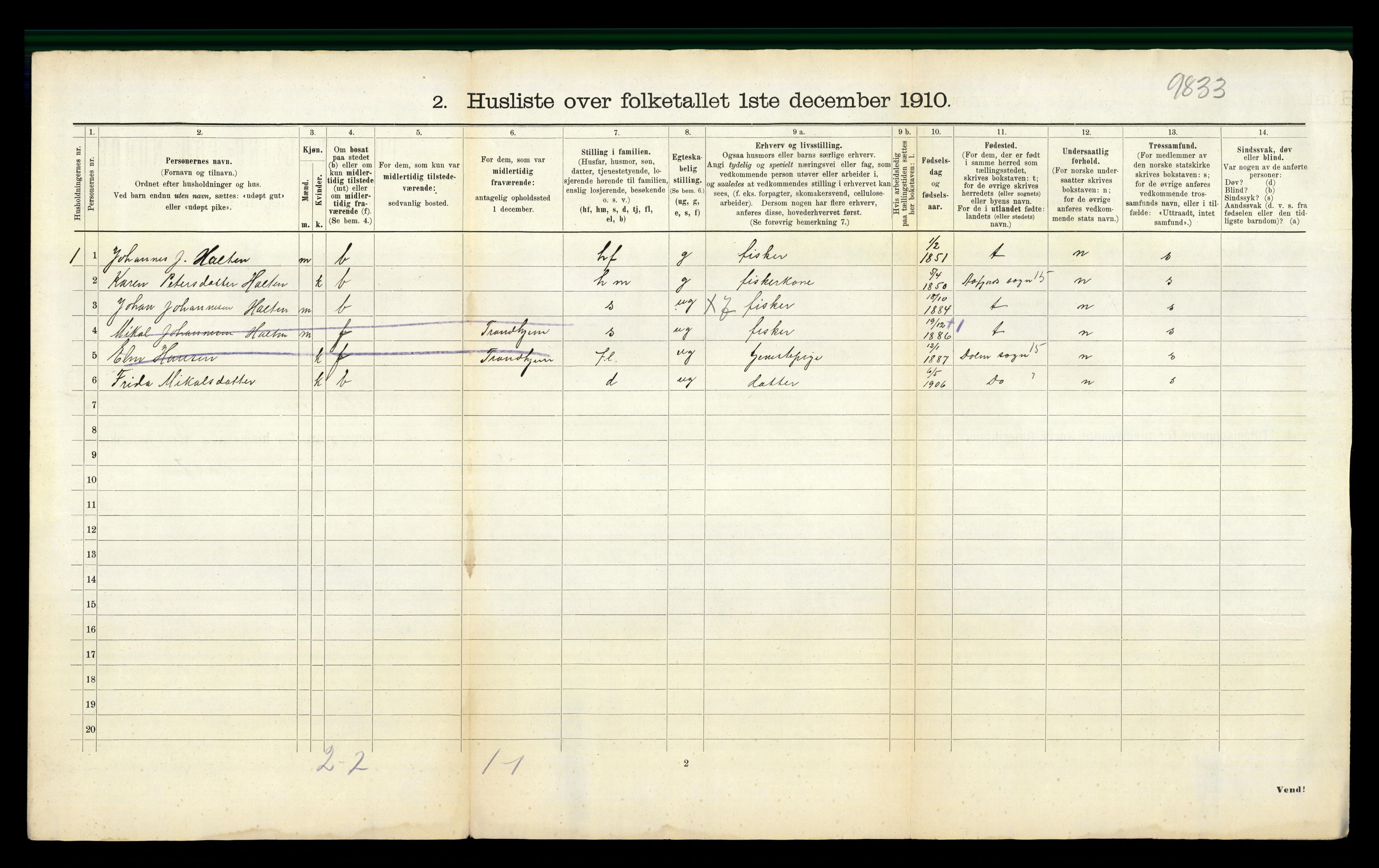 RA, Folketelling 1910 for 1620 Nord-Frøya herred, 1910, s. 1345