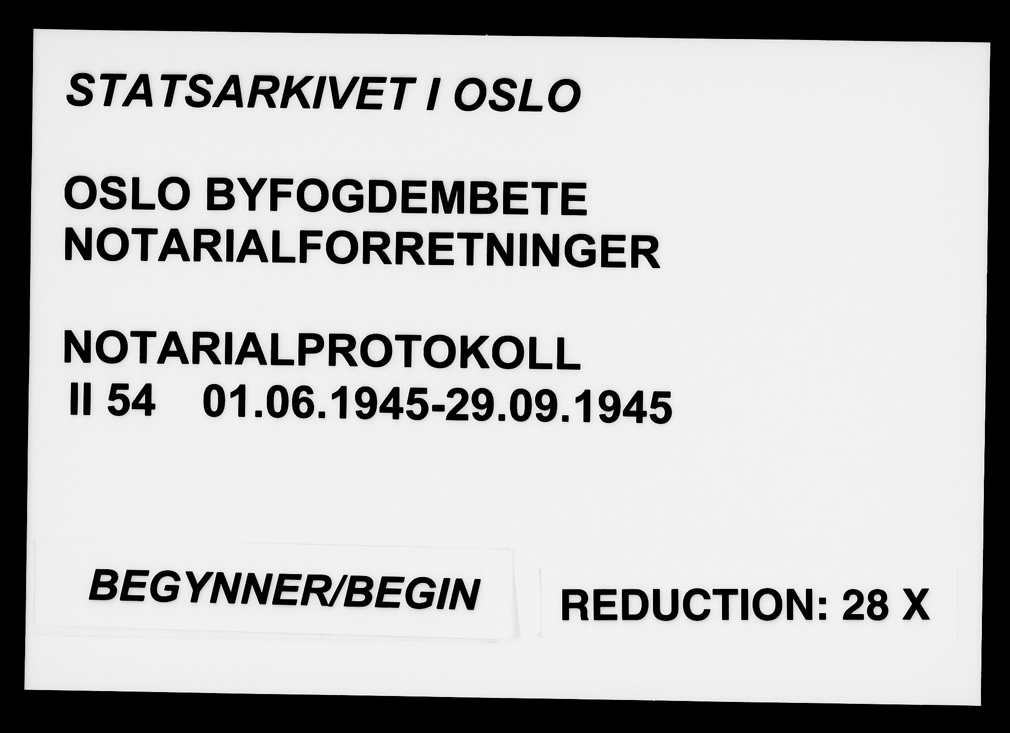 Oslo byfogd avd. I, AV/SAO-A-10220/L/Lb/Lbb/L0054: Notarialprotokoll, rekke II: Vigsler, 1945