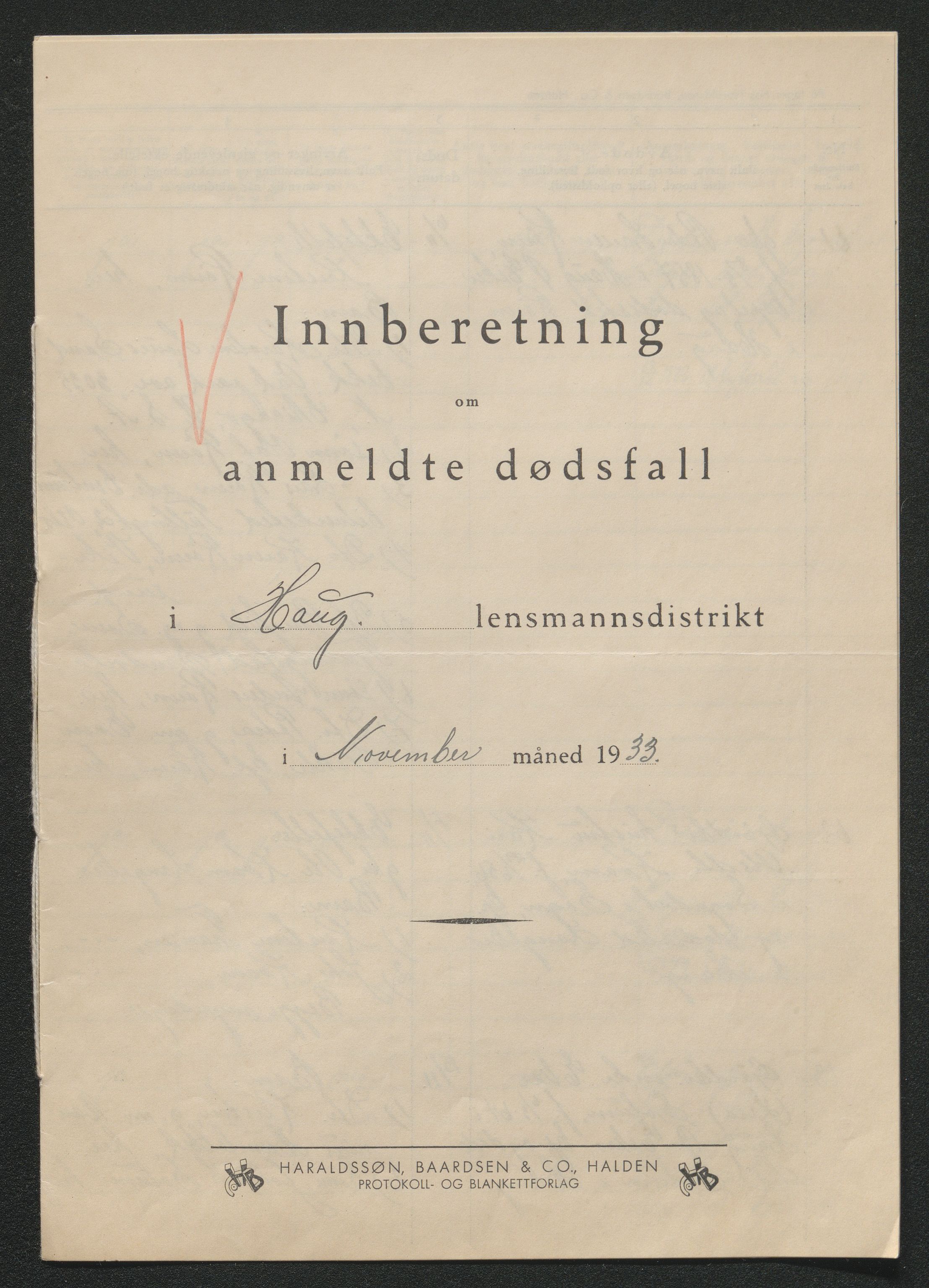 Eiker, Modum og Sigdal sorenskriveri, AV/SAKO-A-123/H/Ha/Hab/L0048: Dødsfallsmeldinger, 1933, s. 910