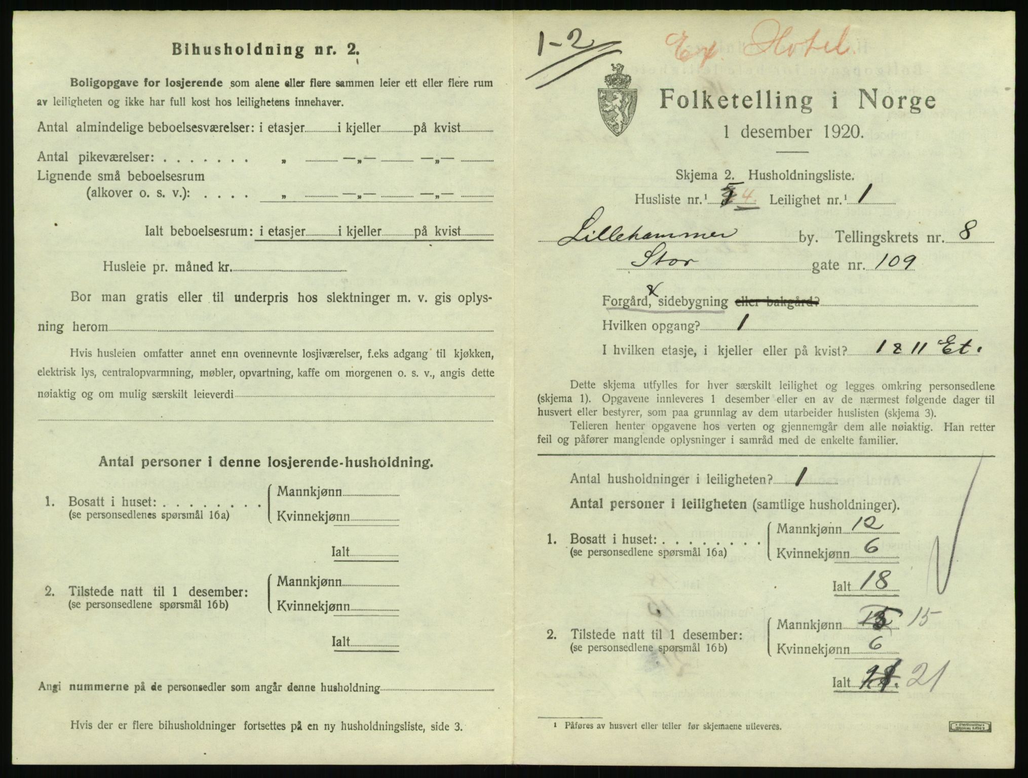 SAH, Folketelling 1920 for 0501 Lillehammer kjøpstad, 1920, s. 2804