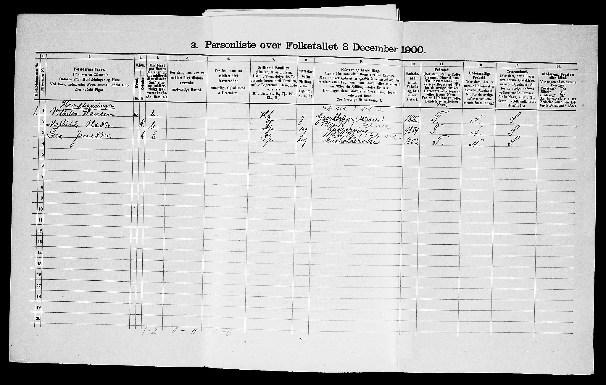 SAO, Folketelling 1900 for 0120 Rødenes herred, 1900