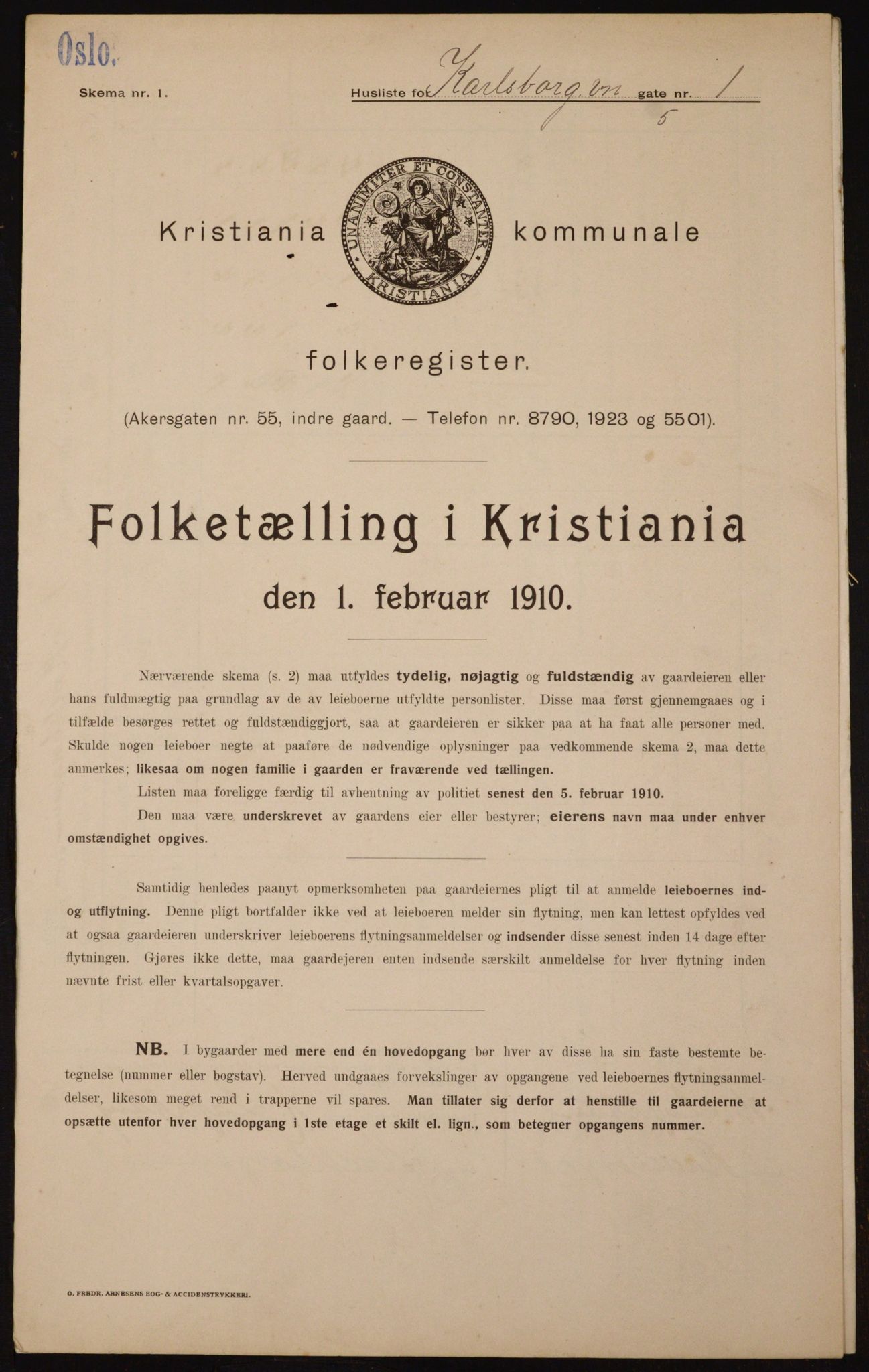 OBA, Kommunal folketelling 1.2.1910 for Kristiania, 1910, s. 47495
