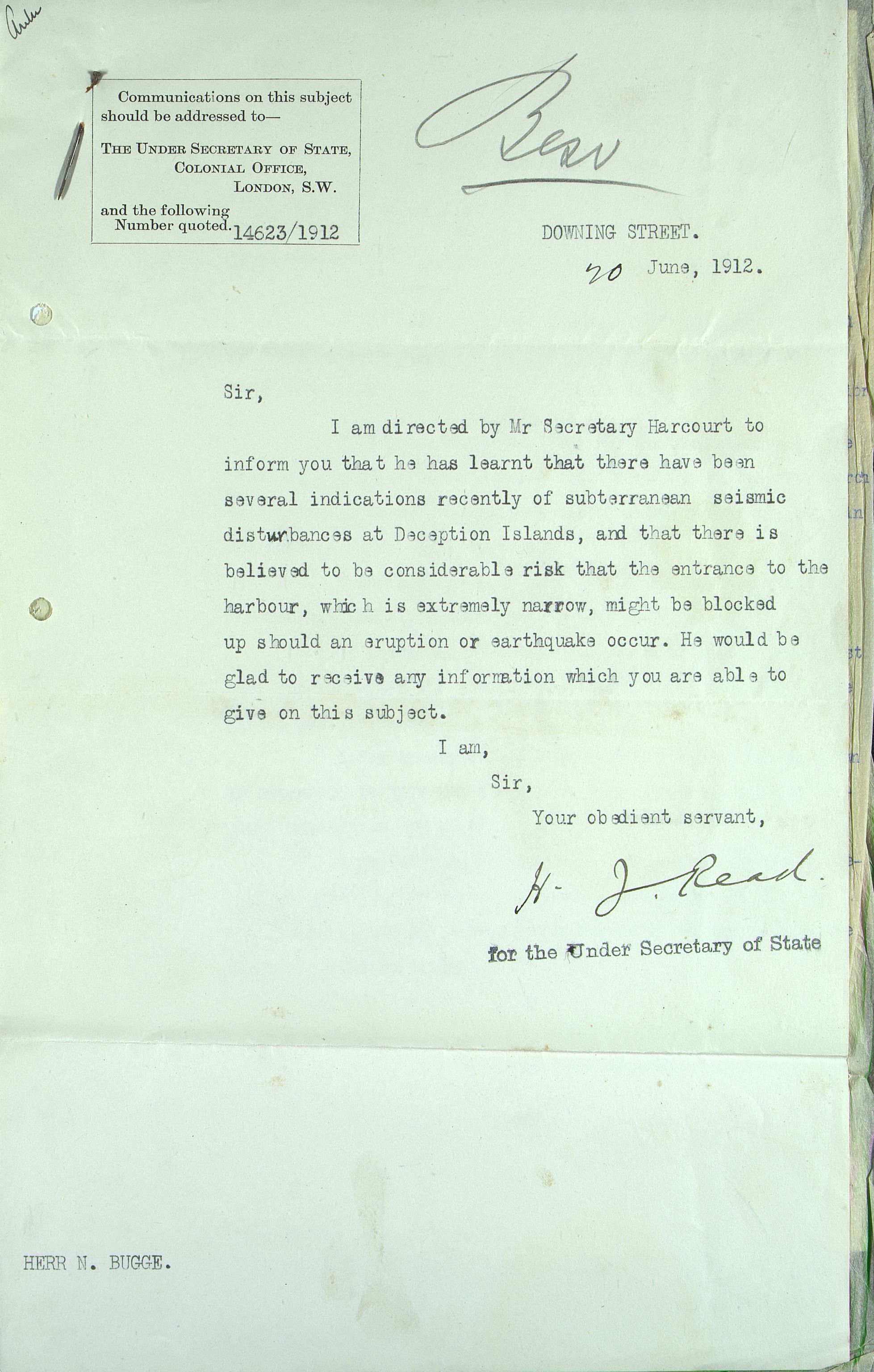 Pa 258 - N. Bugge AS, VEMU/A-1326/E/Ea/L0001/0002: Lisensavtaler og korrespondanse med Britiske myndigheter / The Under Secretary of State, Colonial Office, 1912-1920