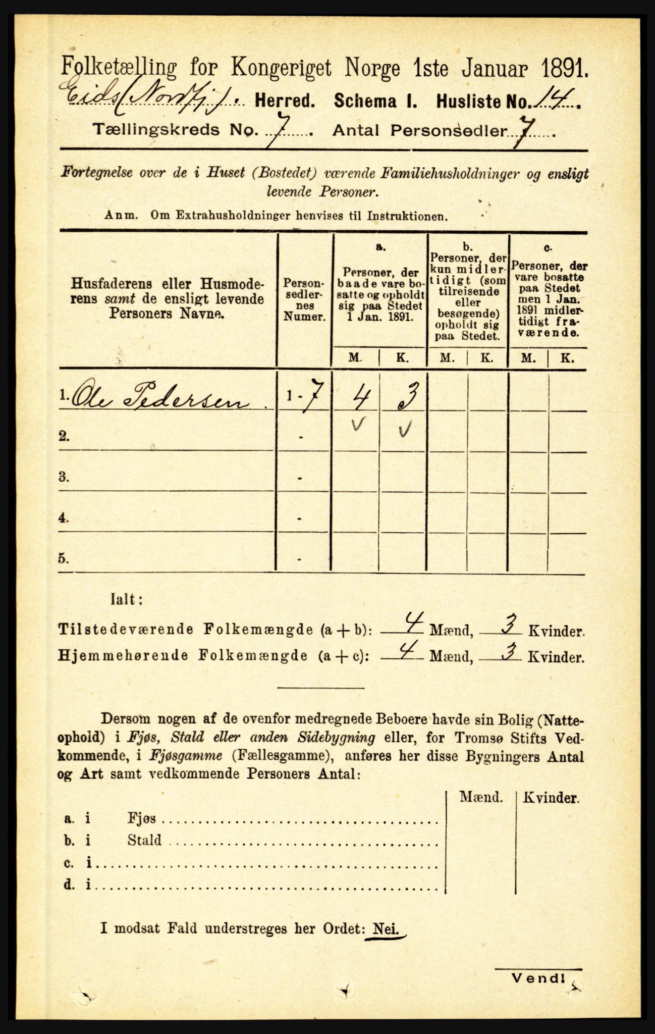 RA, Folketelling 1891 for 1443 Eid herred, 1891, s. 1768