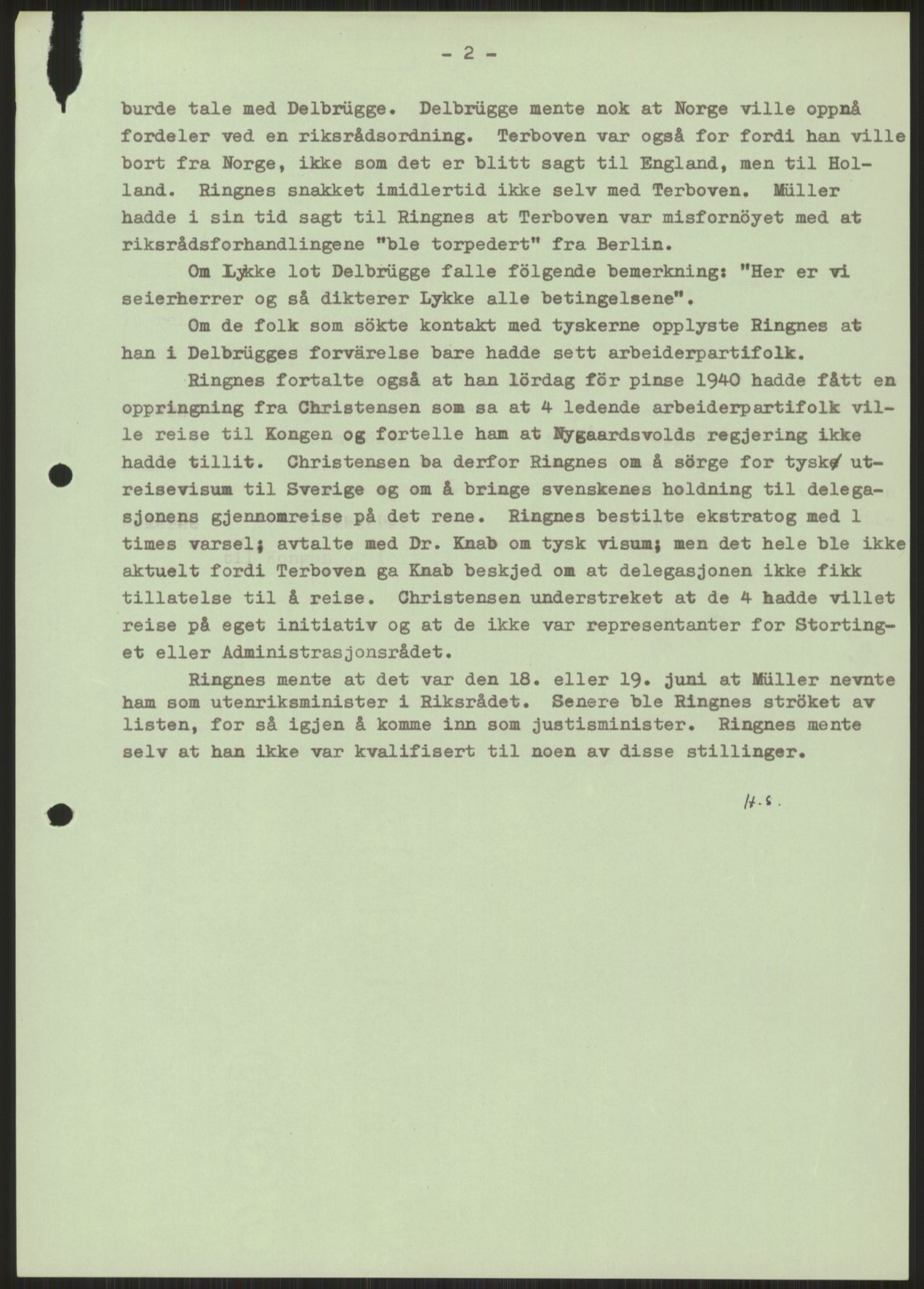 Undersøkelseskommisjonen av 1945, AV/RA-S-1566/D/Db/L0023: Regjeringskonferanse - Riksrådsforhandlingene, 1945-1947, s. 1175