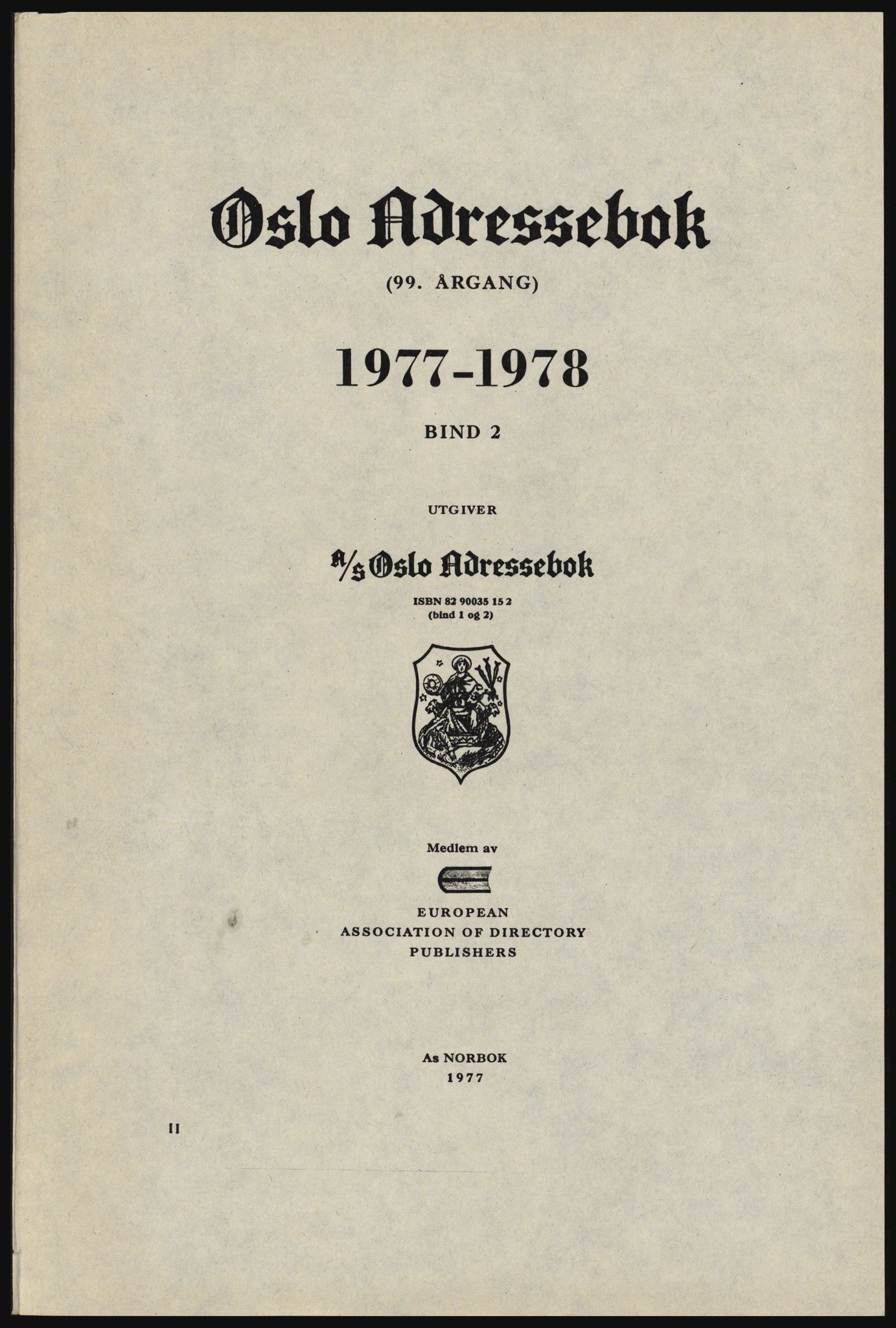 Kristiania/Oslo adressebok, PUBL/-, 1977-1978