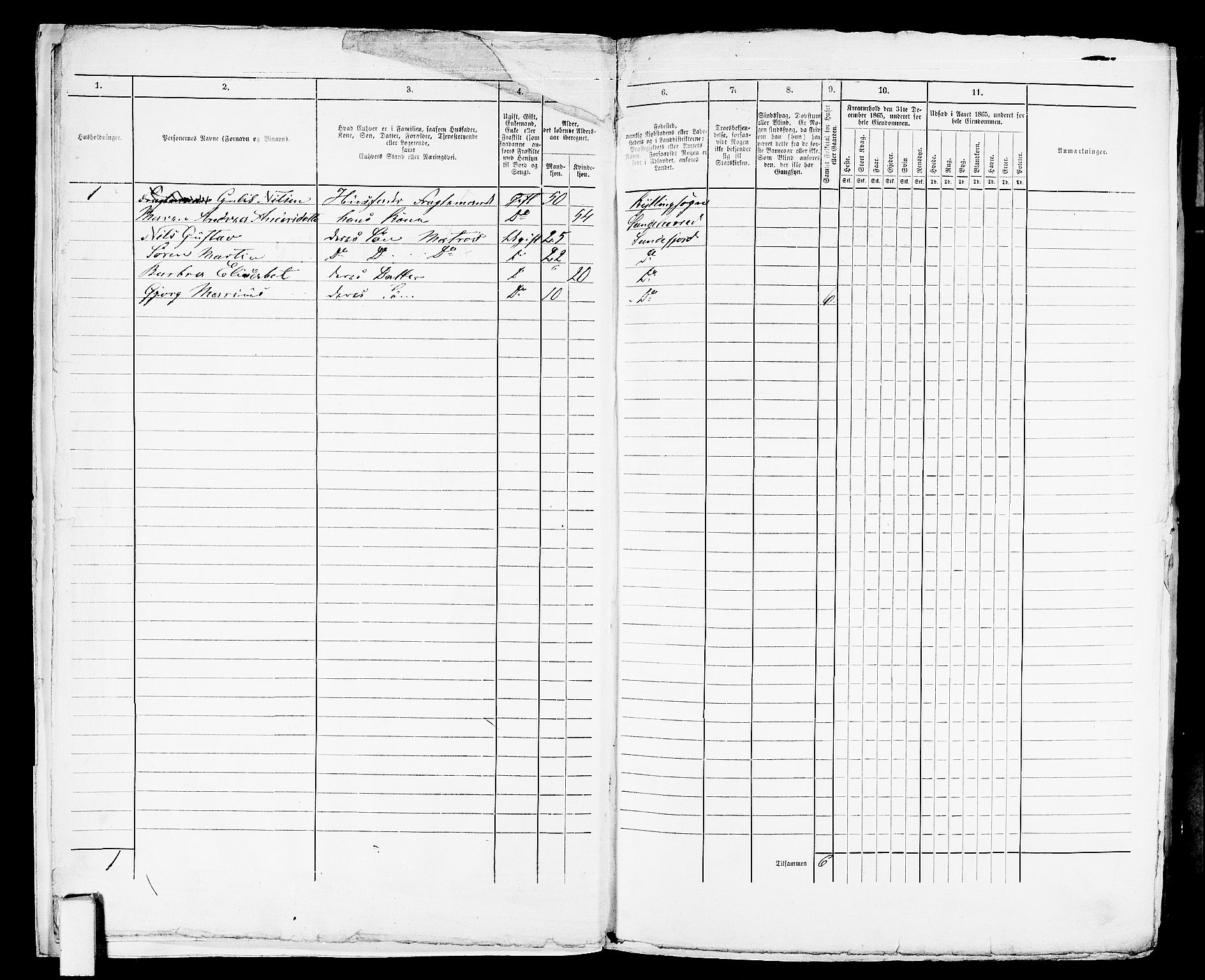 RA, Folketelling 1865 for 0706B Sandeherred prestegjeld, Sandefjord kjøpstad, 1865, s. 9