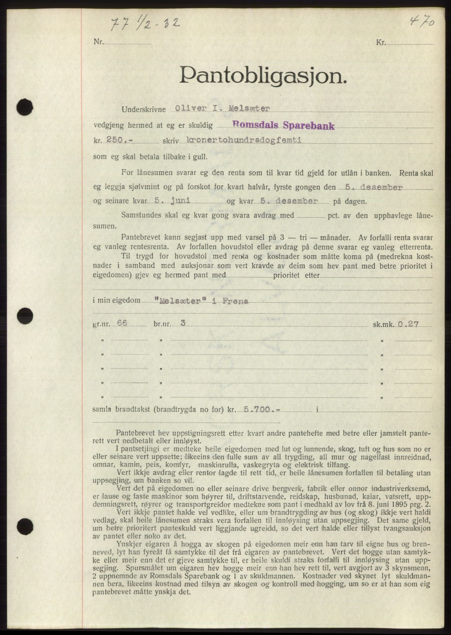 Romsdal sorenskriveri, AV/SAT-A-4149/1/2/2C/L0060: Pantebok nr. 54, 1931-1932, Tingl.dato: 01.02.1932