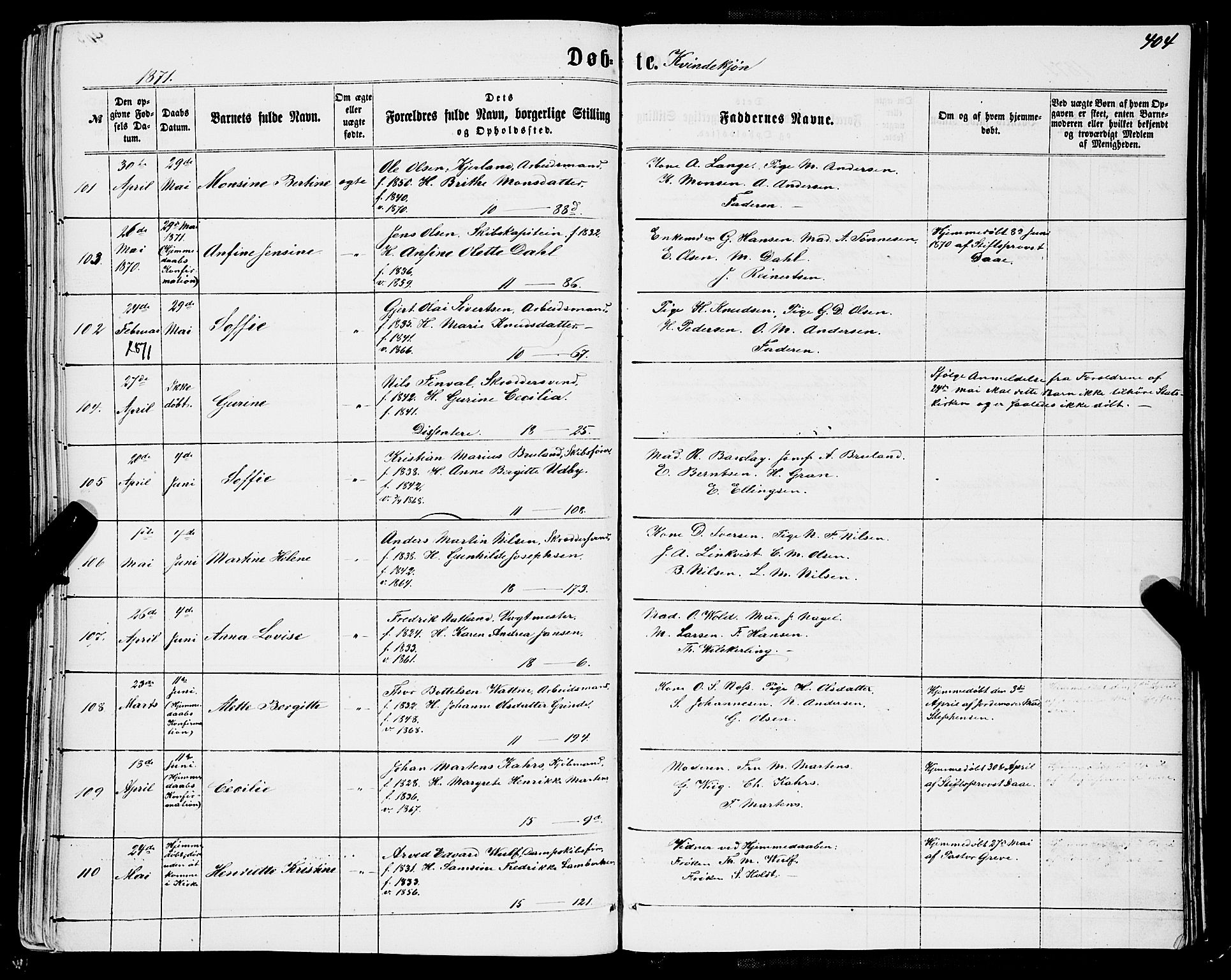 Domkirken sokneprestembete, SAB/A-74801/H/Haa/L0021: Ministerialbok nr. B 4, 1859-1871, s. 404