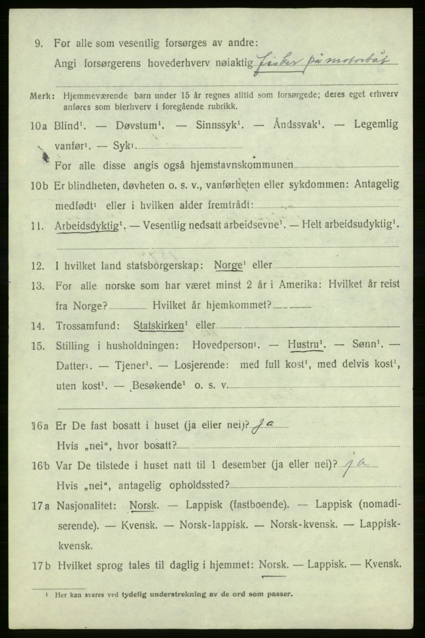 SATØ, Folketelling 1920 for 2019 Kjelvik herred, 1920, s. 3620