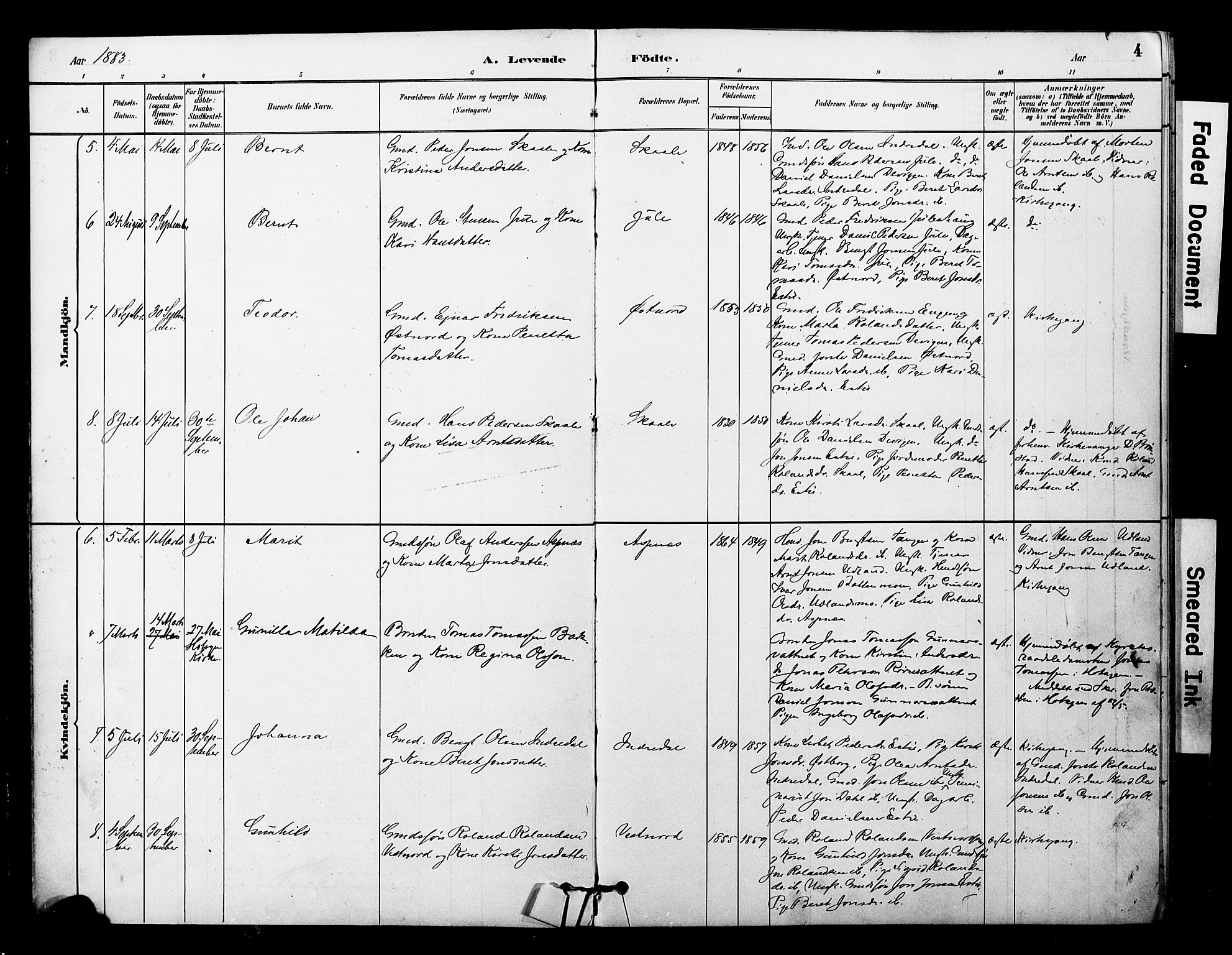 Ministerialprotokoller, klokkerbøker og fødselsregistre - Nord-Trøndelag, AV/SAT-A-1458/757/L0505: Ministerialbok nr. 757A01, 1882-1904, s. 4