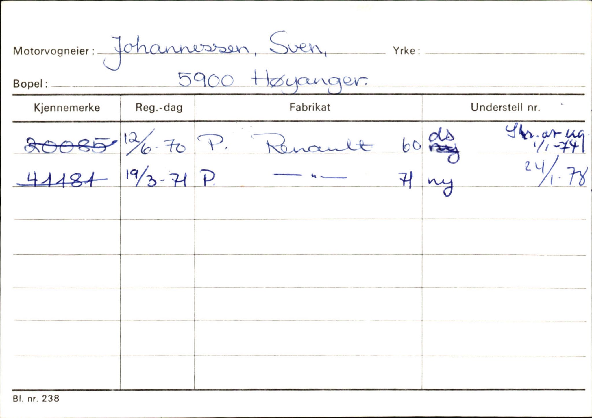 Statens vegvesen, Sogn og Fjordane vegkontor, AV/SAB-A-5301/4/F/L0130: Eigarregister Eid T-Å. Høyanger A-O, 1945-1975, s. 1684