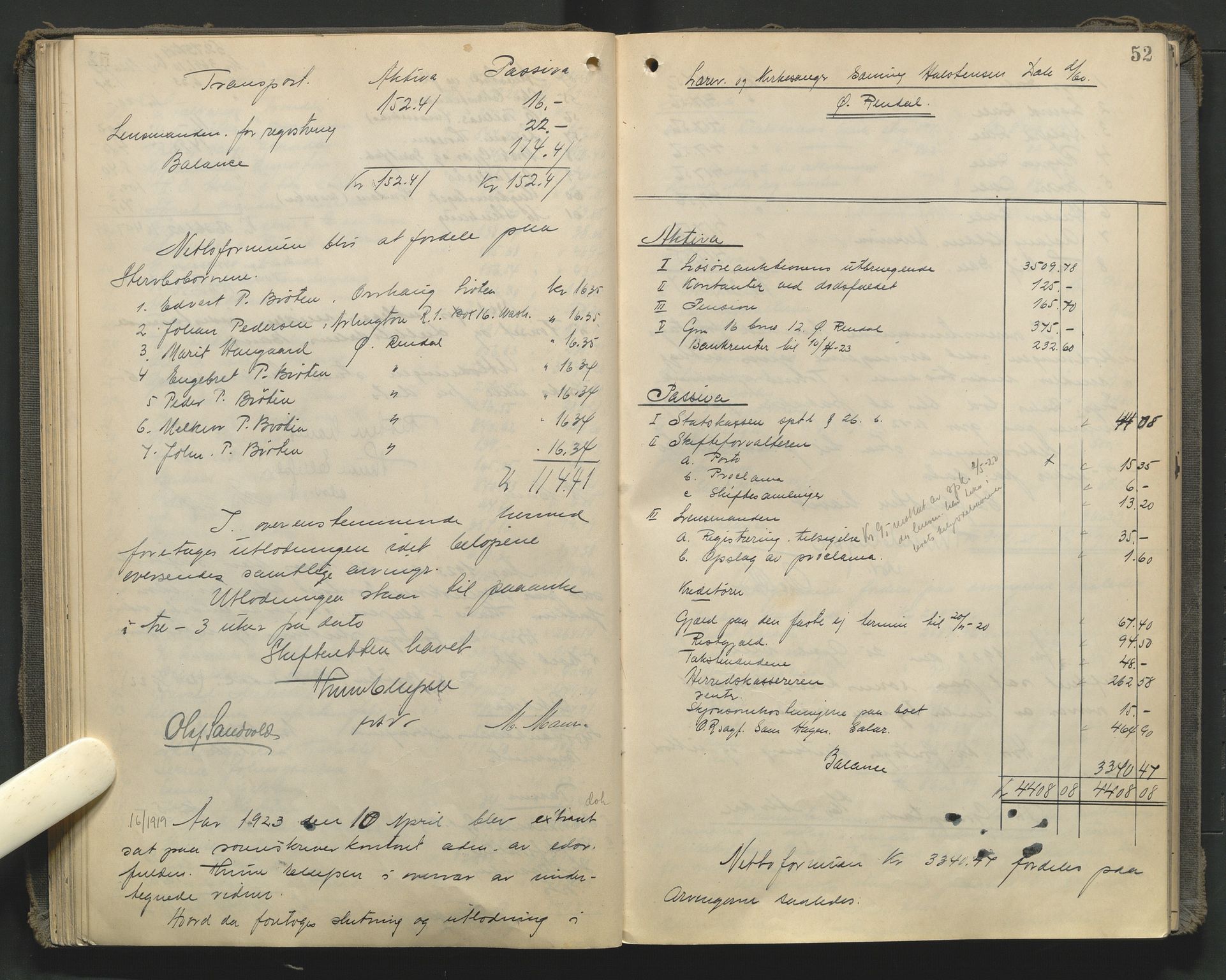 Nord-Østerdal tingrett, AV/SAH-TING-020/J/Jd/L0007: Skifteutlodningsprotokoll, 1920-1929, s. 52