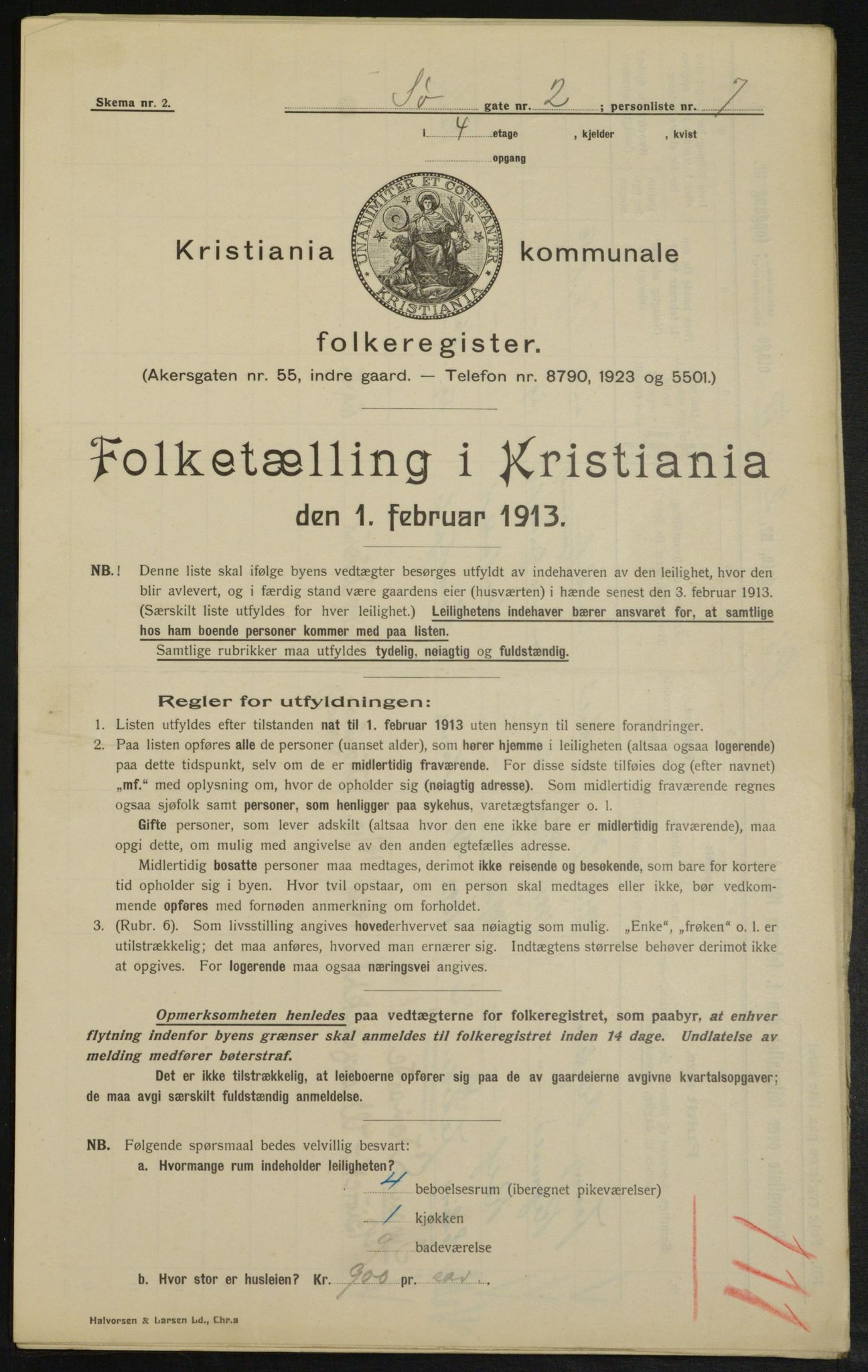 OBA, Kommunal folketelling 1.2.1913 for Kristiania, 1913, s. 95110