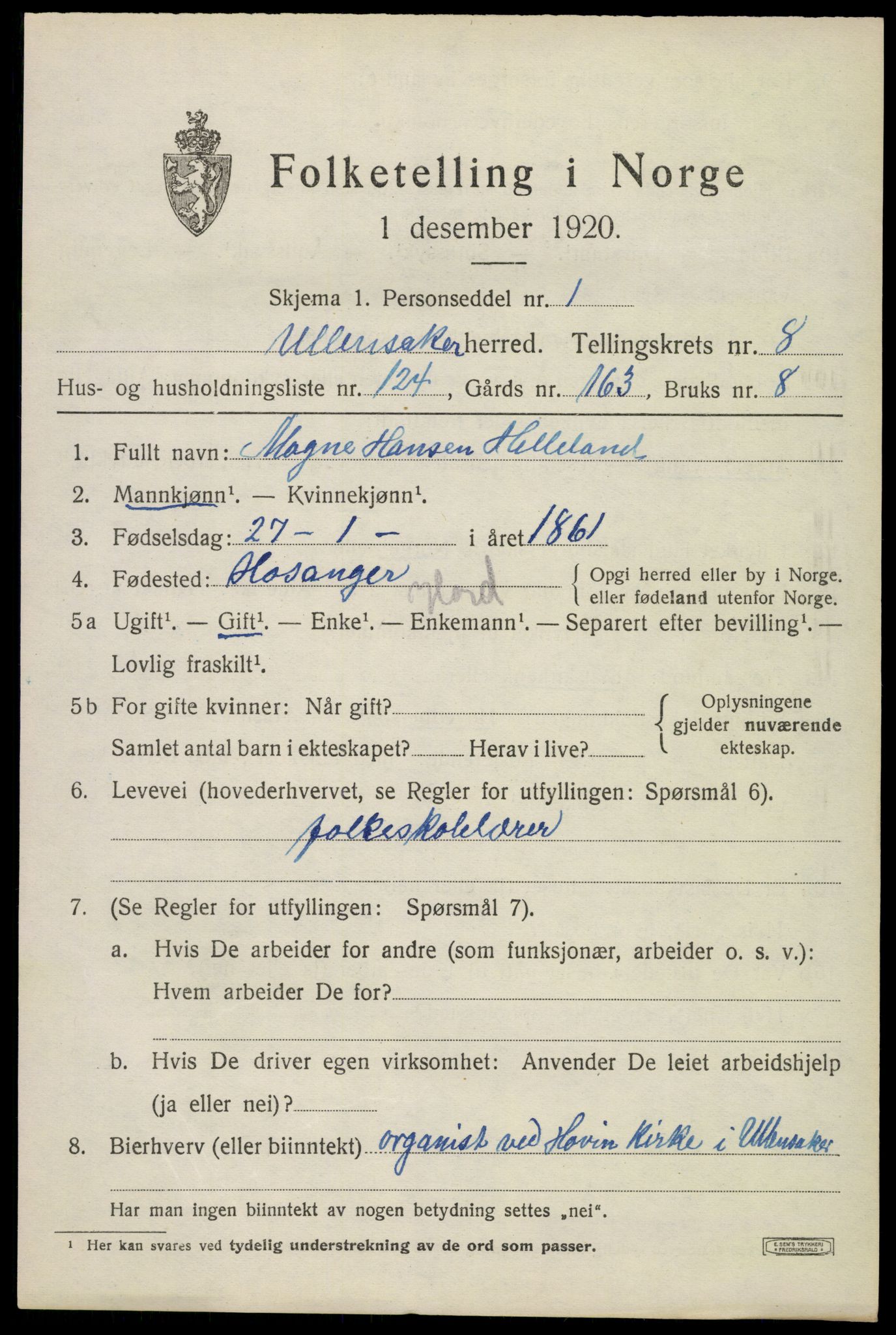 SAO, Folketelling 1920 for 0235 Ullensaker herred, 1920, s. 15385