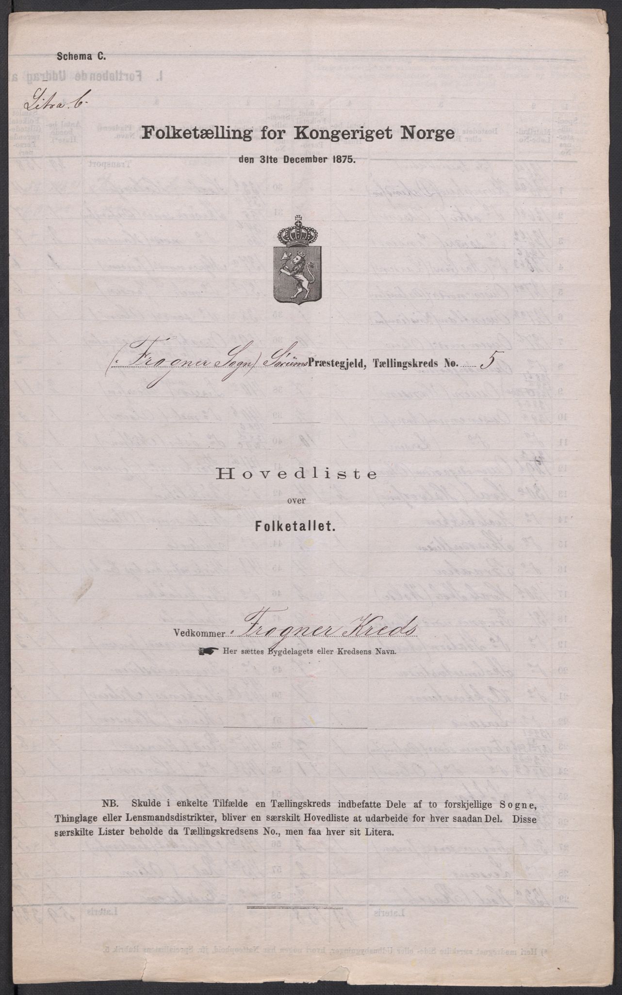 RA, Folketelling 1875 for 0226P Sørum prestegjeld, 1875, s. 16