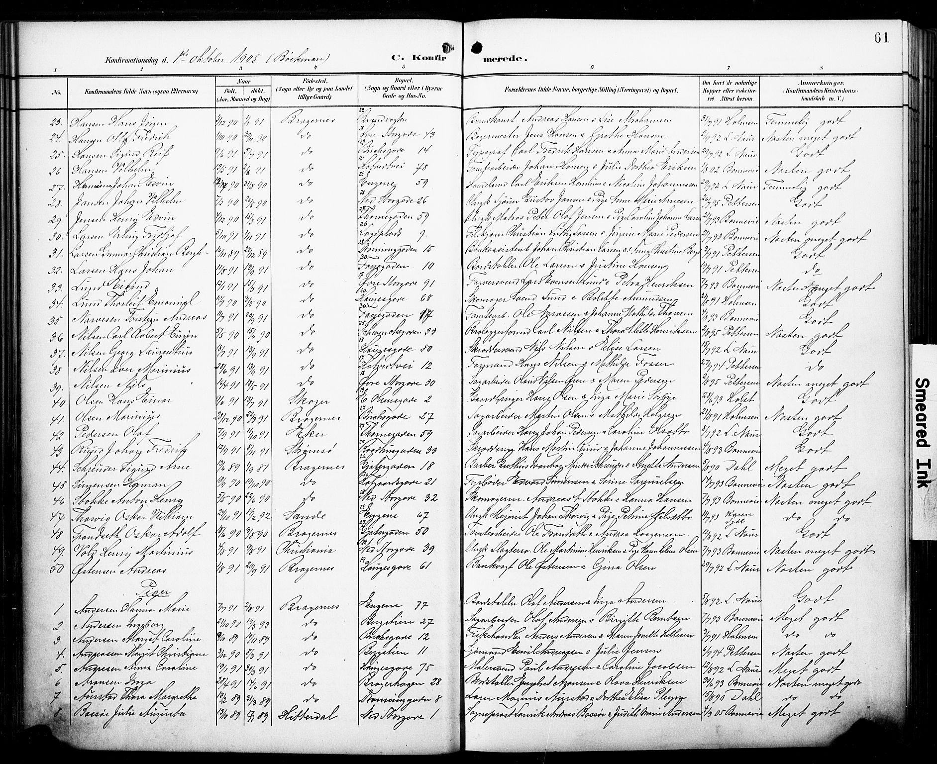 Bragernes kirkebøker, AV/SAKO-A-6/F/Fc/L0007: Ministerialbok nr. III 7, 1898-1909, s. 61