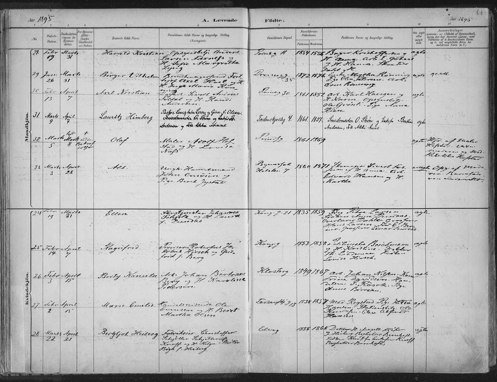 Ministerialprotokoller, klokkerbøker og fødselsregistre - Sør-Trøndelag, AV/SAT-A-1456/601/L0062: Ministerialbok nr. 601A30, 1891-1911, s. 44