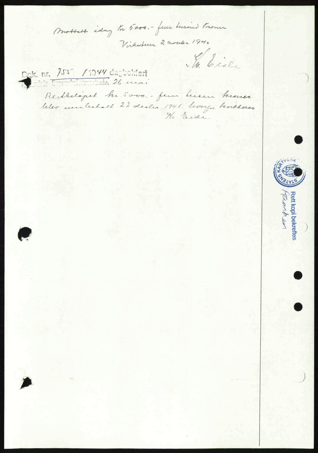 Romsdal sorenskriveri, SAT/A-4149/1/2/2C: Pantebok nr. A16, 1944-1944, Dagboknr: 755/1944