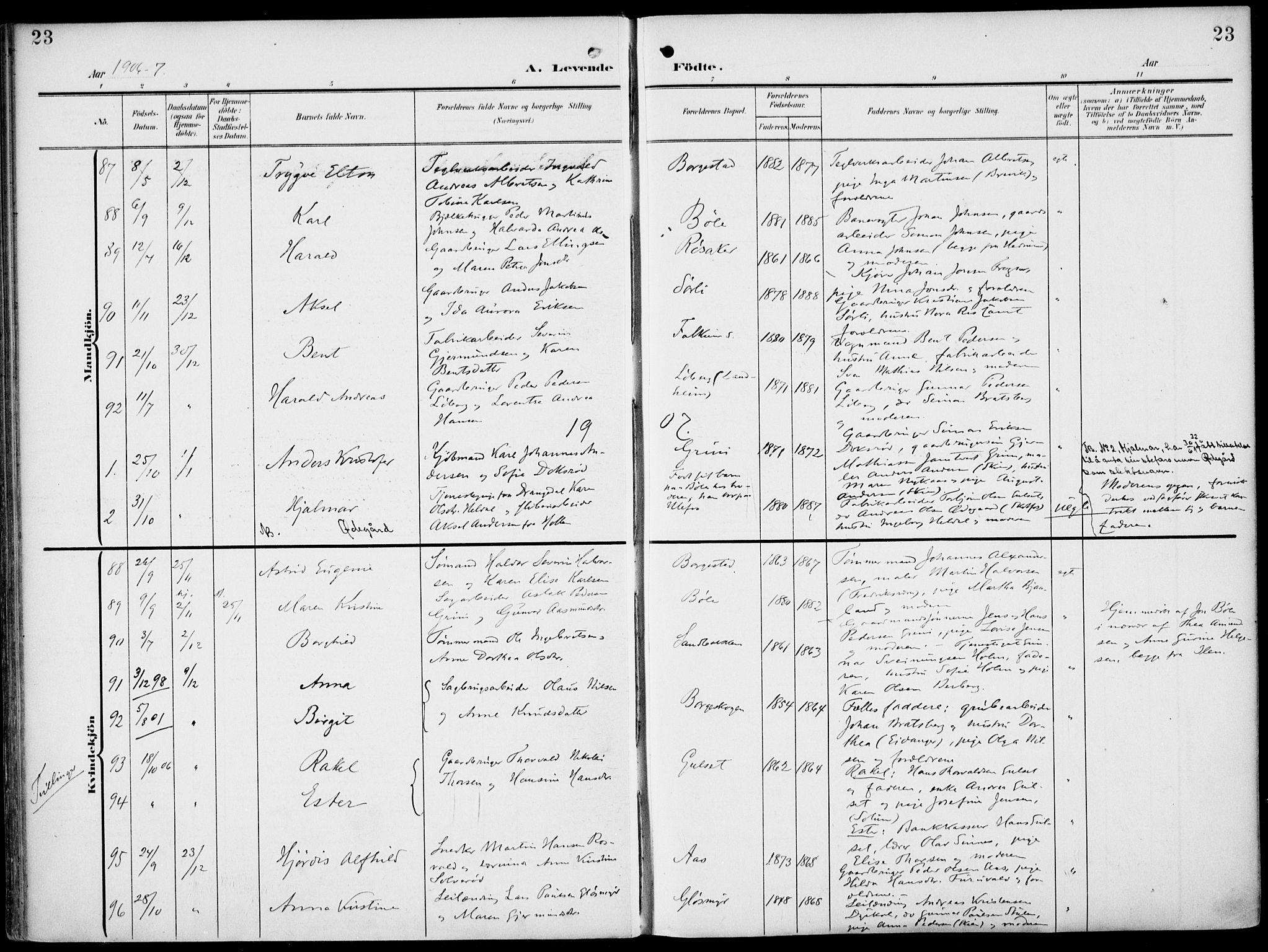 Gjerpen kirkebøker, AV/SAKO-A-265/F/Fa/L0012: Ministerialbok nr. I 12, 1905-1913, s. 23