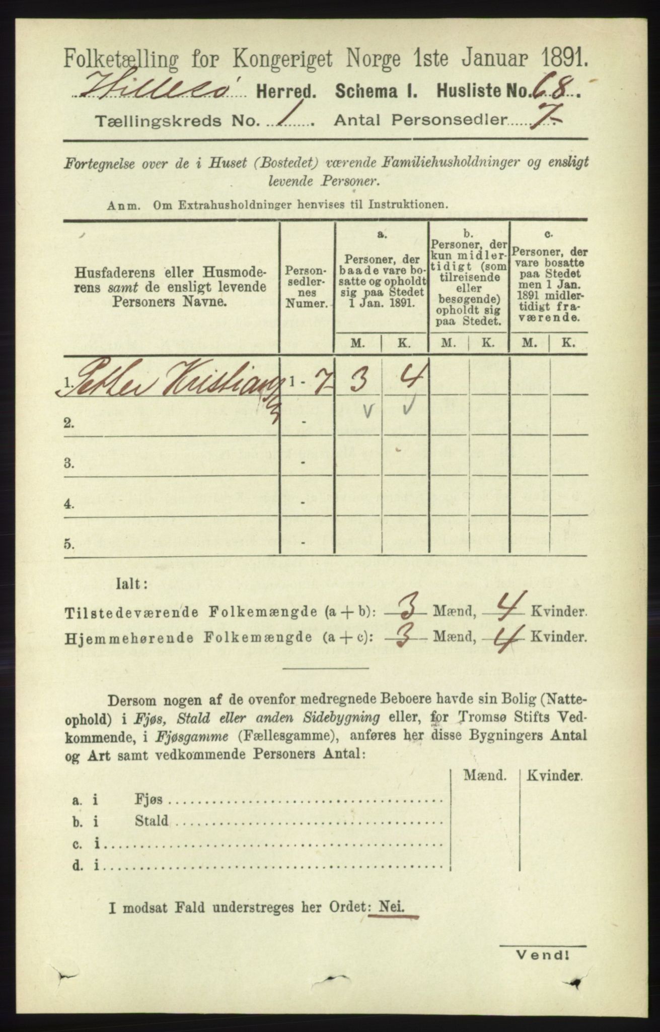 RA, Folketelling 1891 for 1930 Hillesøy herred, 1891, s. 81