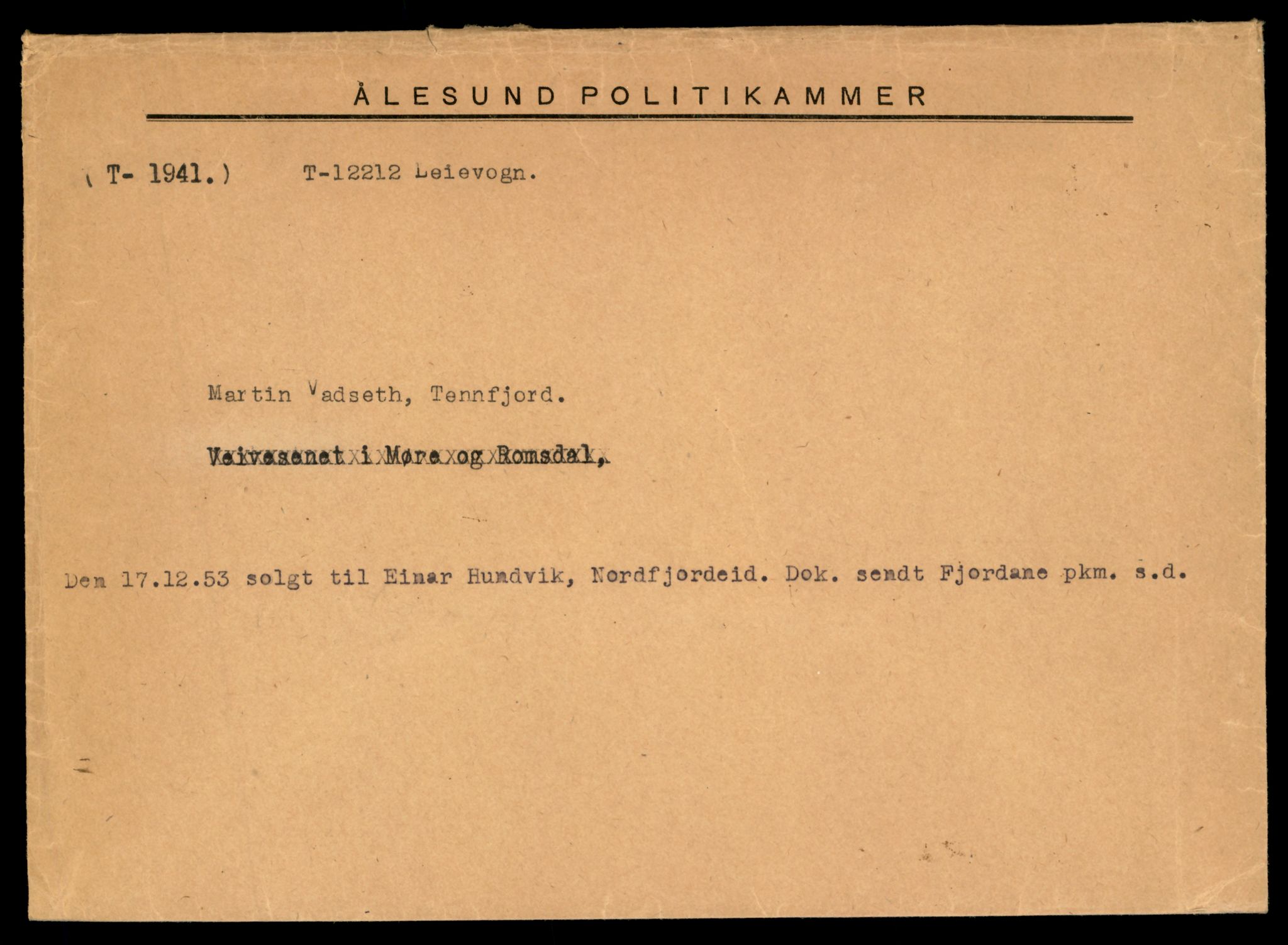 Møre og Romsdal vegkontor - Ålesund trafikkstasjon, AV/SAT-A-4099/F/Fe/L0033: Registreringskort for kjøretøy T 12151 - T 12474, 1927-1998, s. 1545