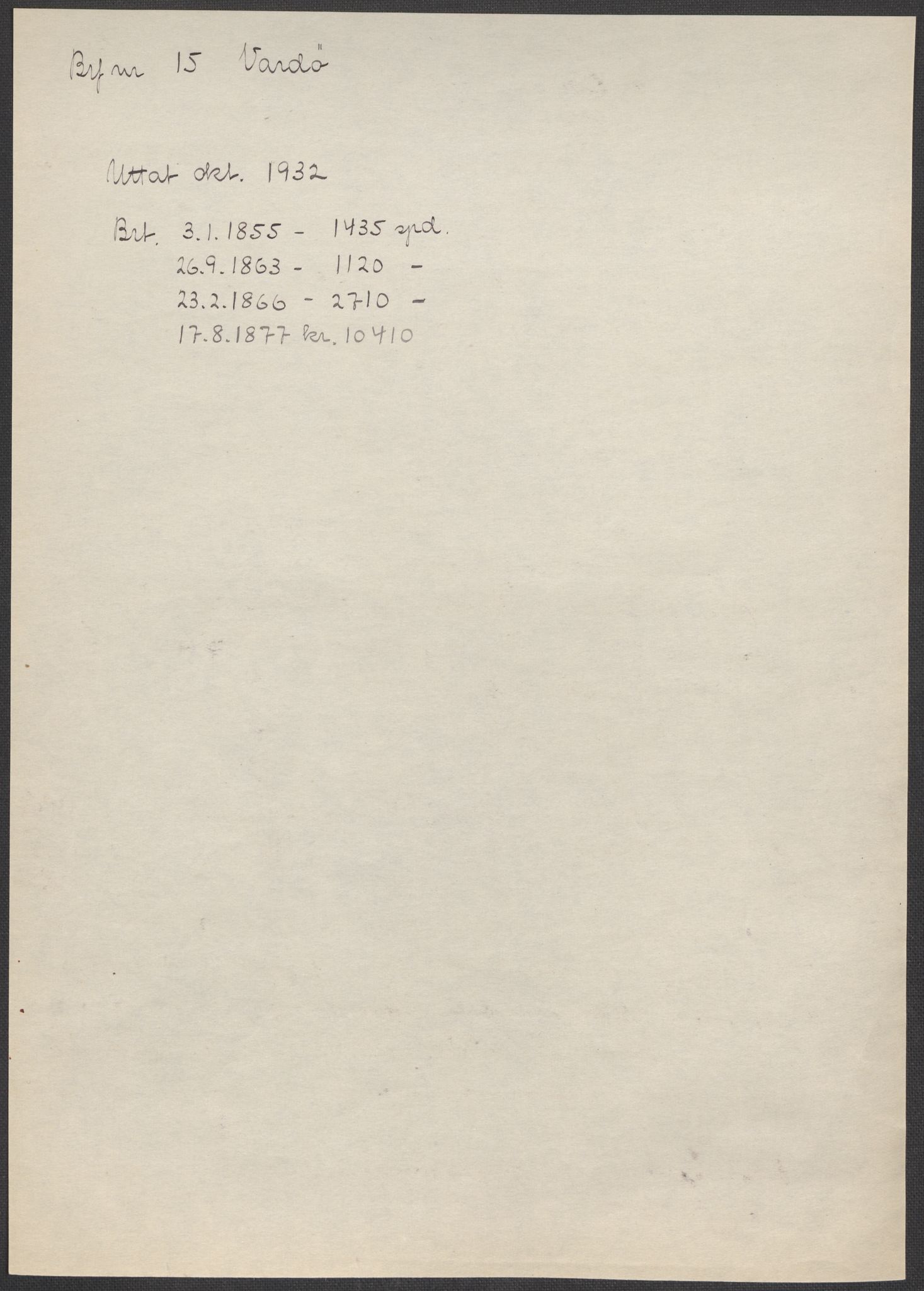 Norges Brannkasse, AV/RA-S-1549/E/Eu/L0012: Branntakster for Vardø, 1846-1944, s. 618