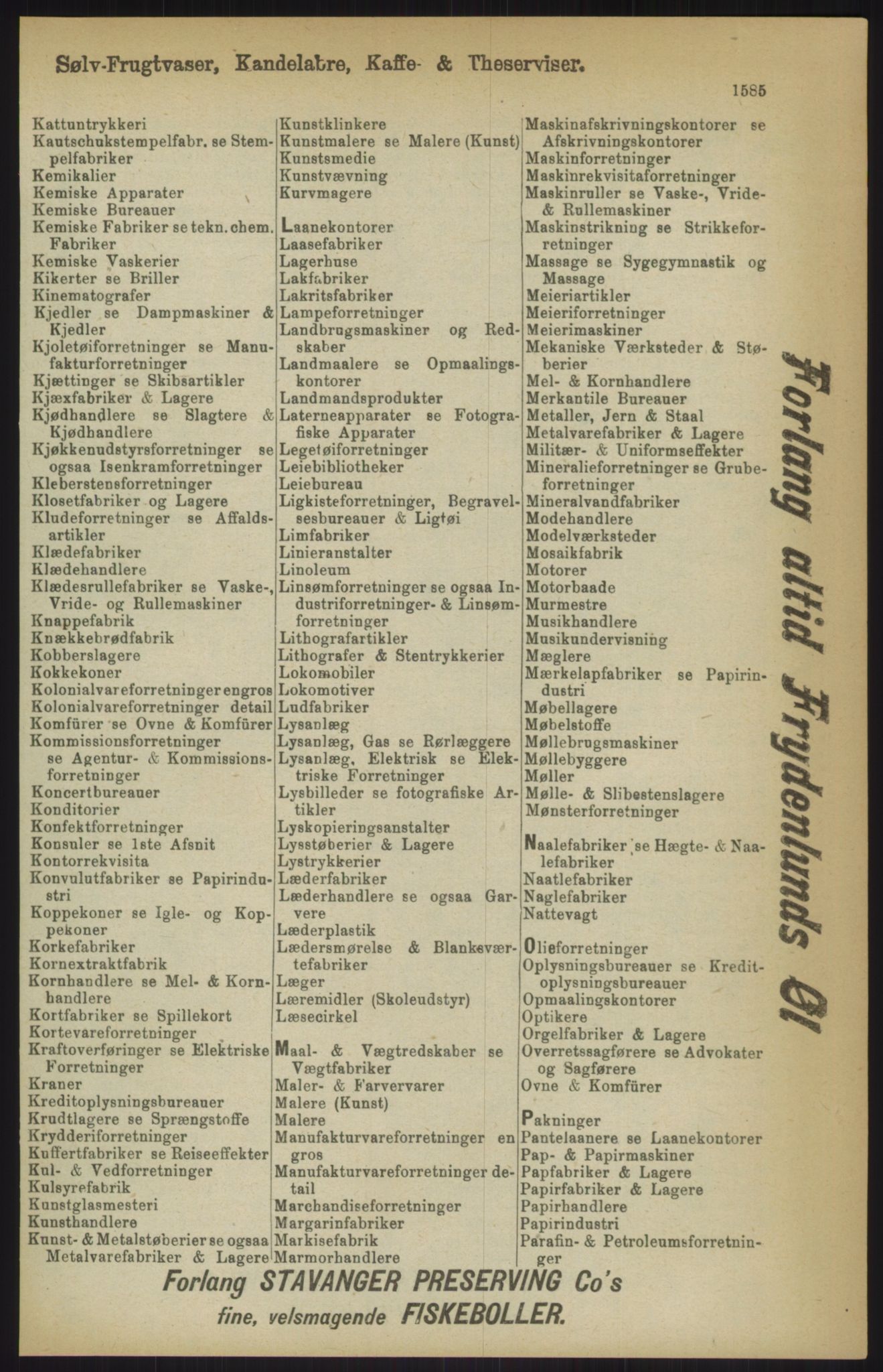 Kristiania/Oslo adressebok, PUBL/-, 1911, s. 1585