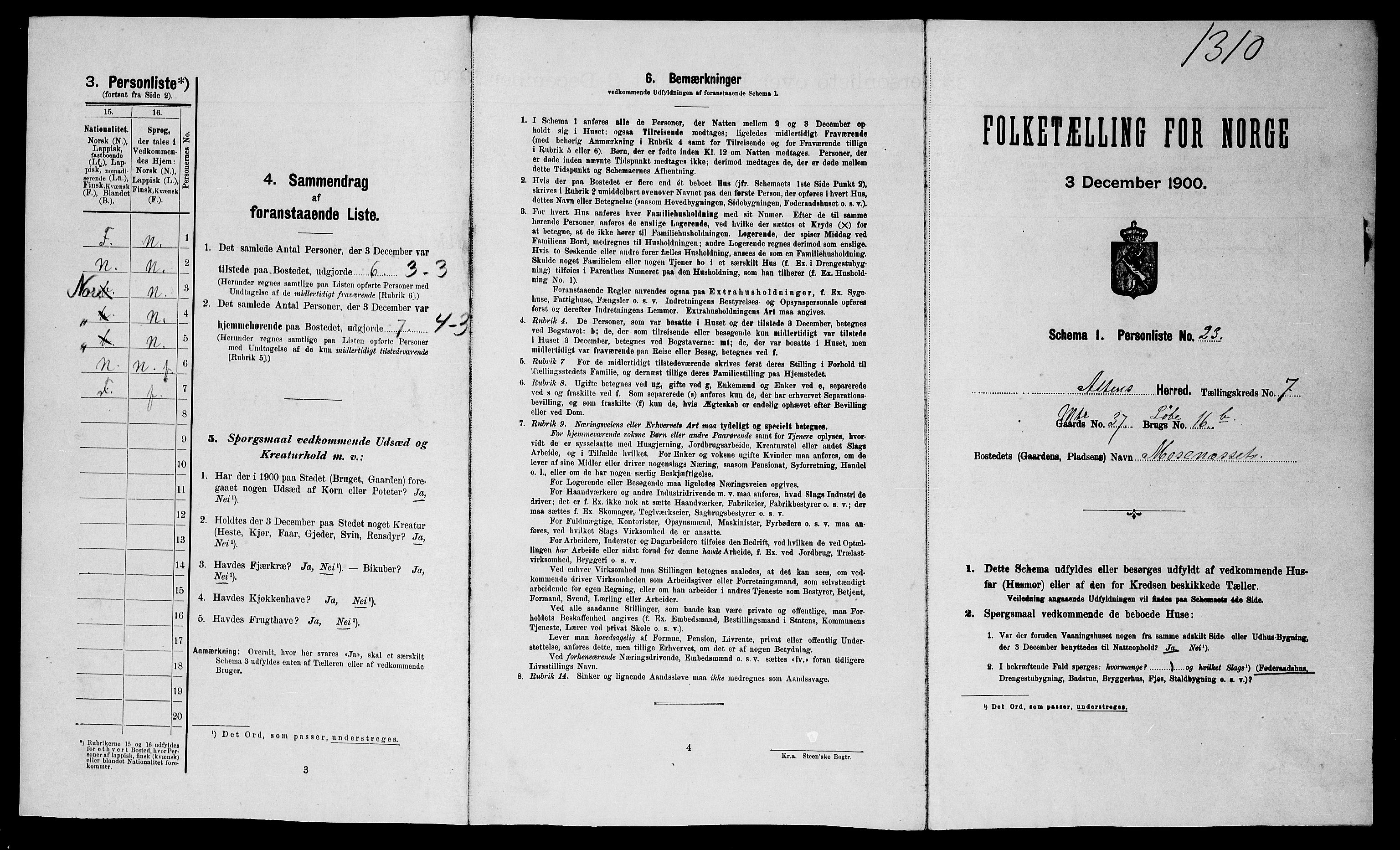 SATØ, Folketelling 1900 for 2012 Alta herred, 1900, s. 710