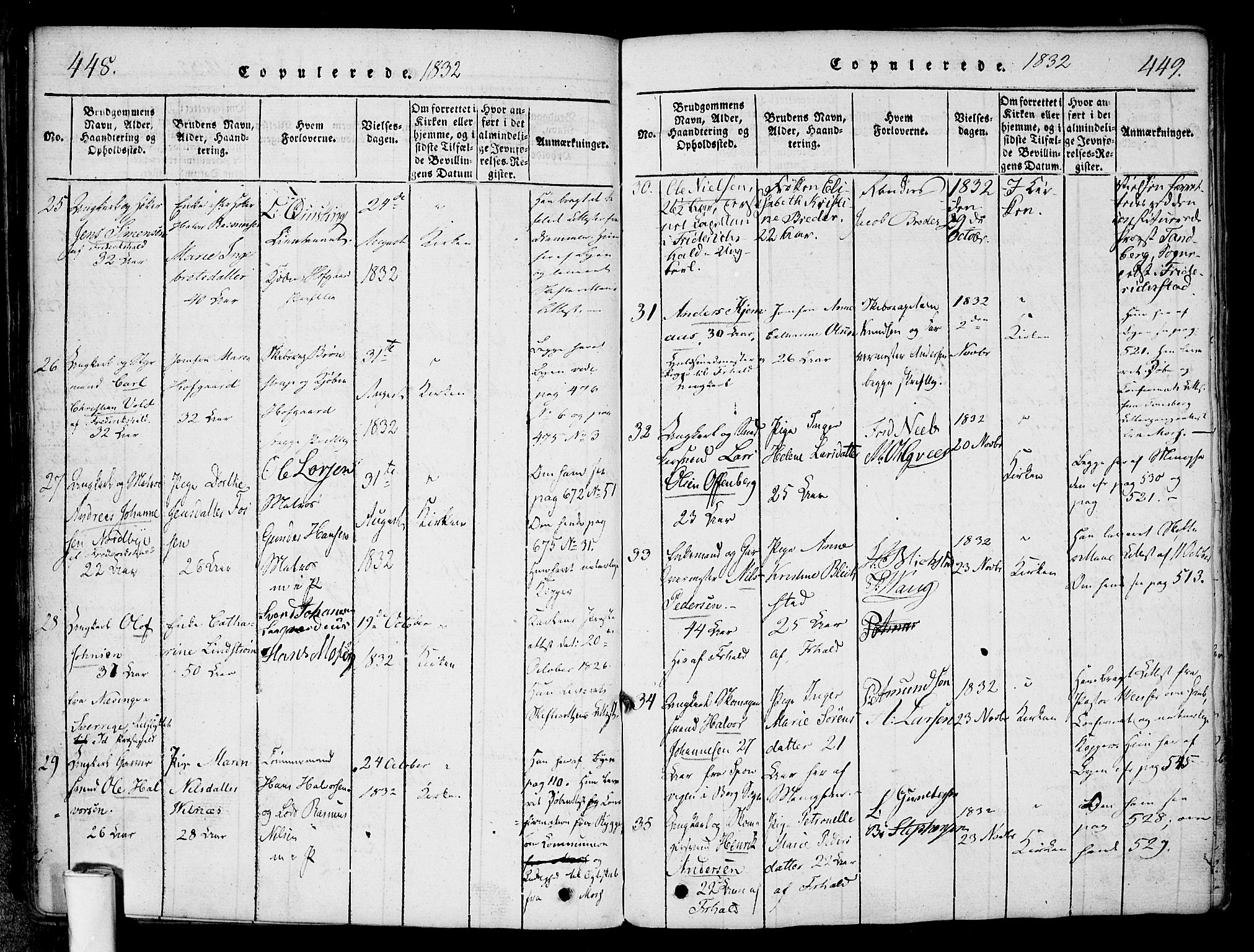Halden prestekontor Kirkebøker, AV/SAO-A-10909/F/Fa/L0003: Ministerialbok nr. I 3, 1815-1834, s. 448-449
