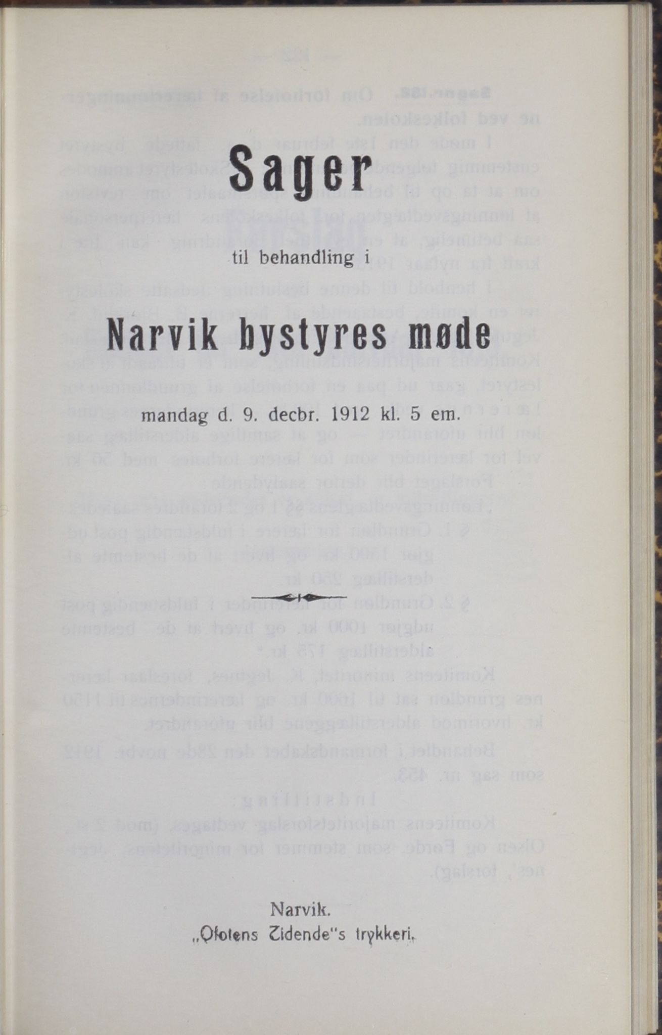 Narvik kommune. Formannskap , AIN/K-18050.150/A/Ab/L0002: Møtebok, 1912