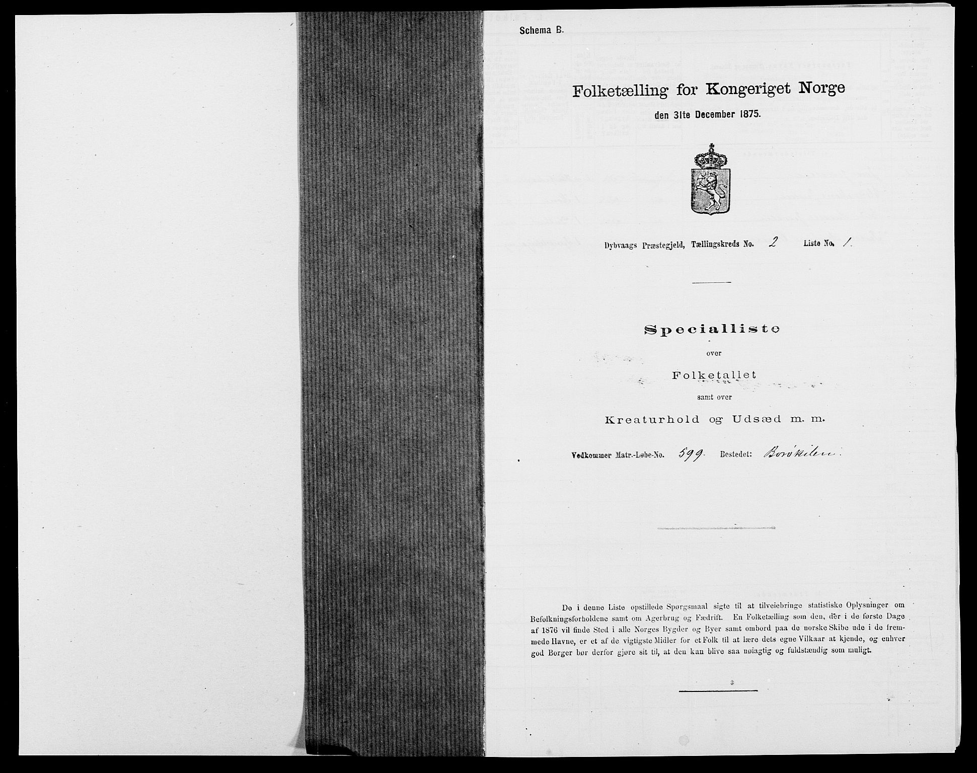 SAK, Folketelling 1875 for 0915P Dypvåg prestegjeld, 1875, s. 175