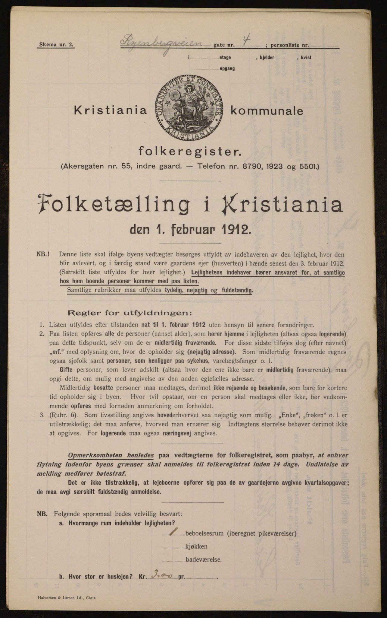 OBA, Kommunal folketelling 1.2.1912 for Kristiania, 1912, s. 85856